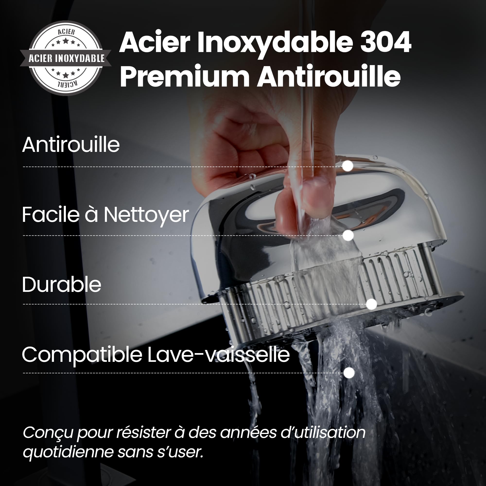 Attendrisseur de viande en acier inoxydable avec aiguilles ultra tranchantes – Marteau de cuisine professionnel – Outil pour bœuf/poulet/porc/veau – Poignée ergonomique – Nettoyage facile
