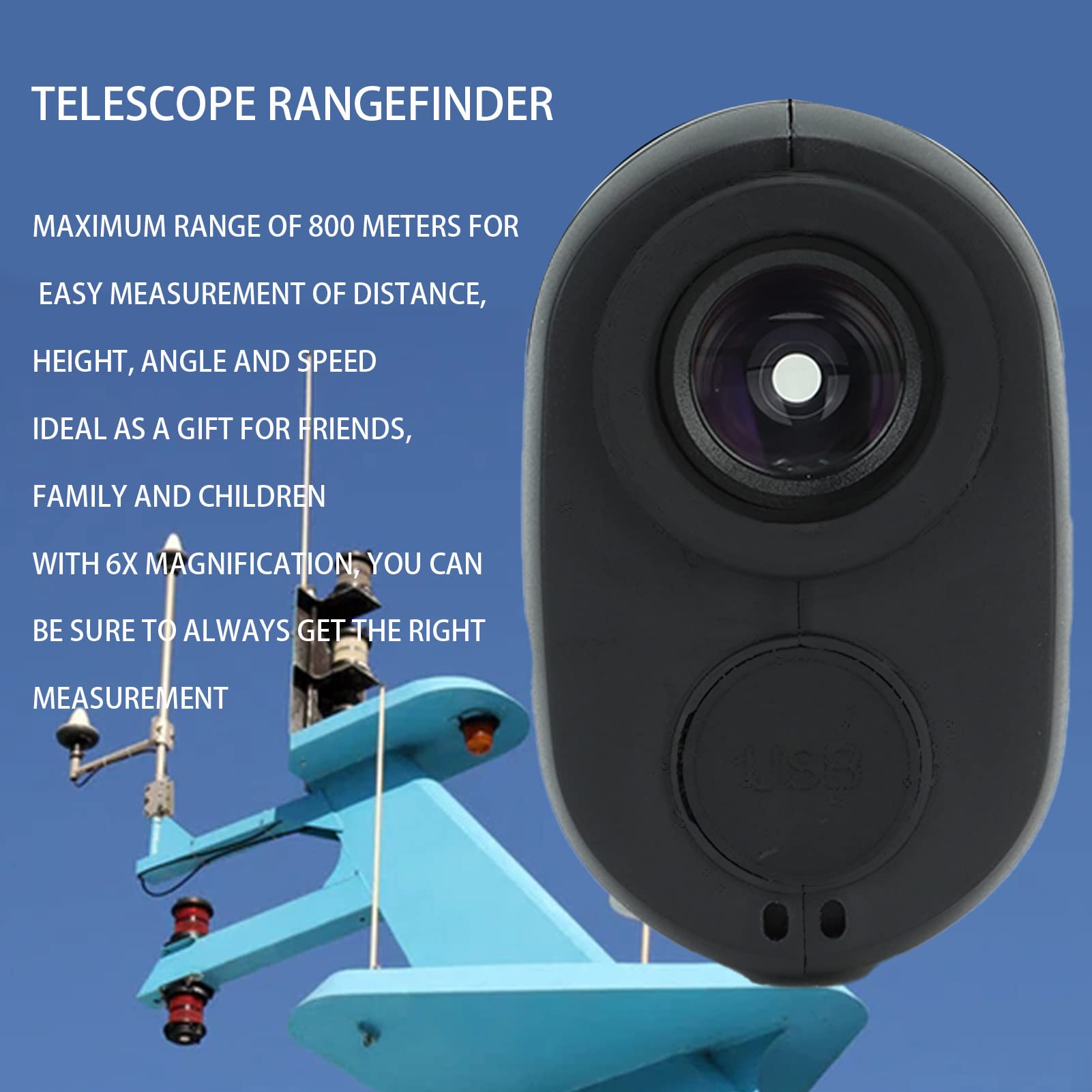 Telémetro Láser de Golf/Caza, Aumento 6X Vista Clara Mini Telémetro Láser Portátil de Distancia, Medida de Telémetro Láser LCD de Transmisión de Alta Precisión para Exteriores 800 M