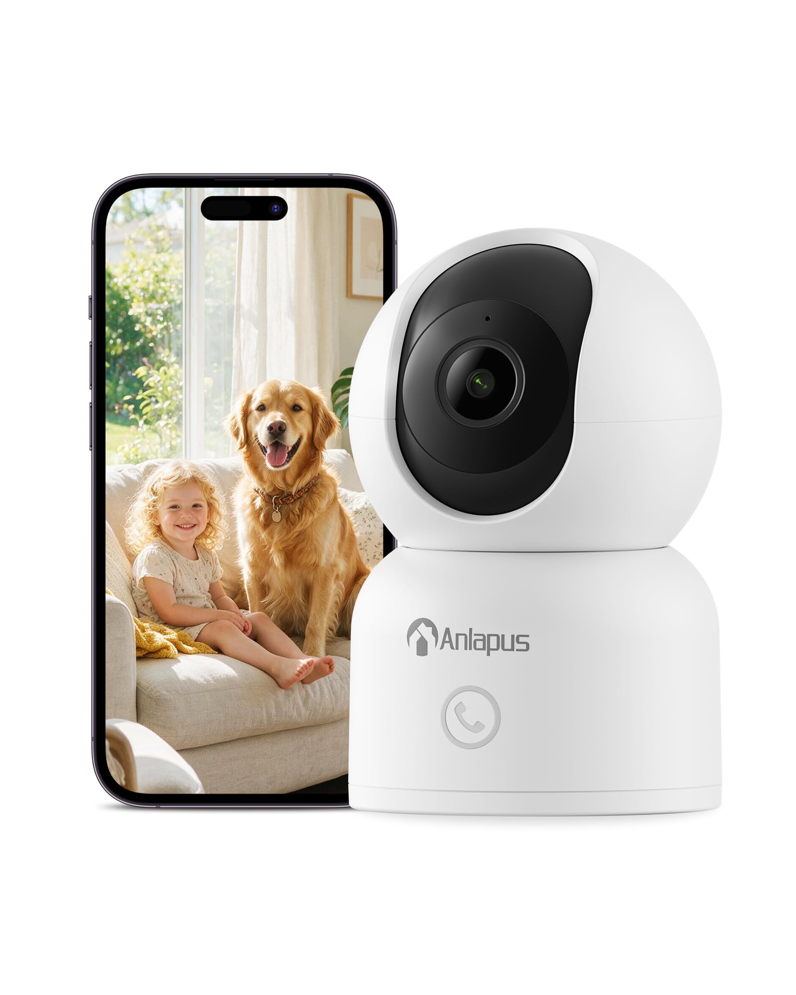 Anlapus 2.5K Cámara WiFi Interior 360° Pan/Tilt 2.4/5GHz
