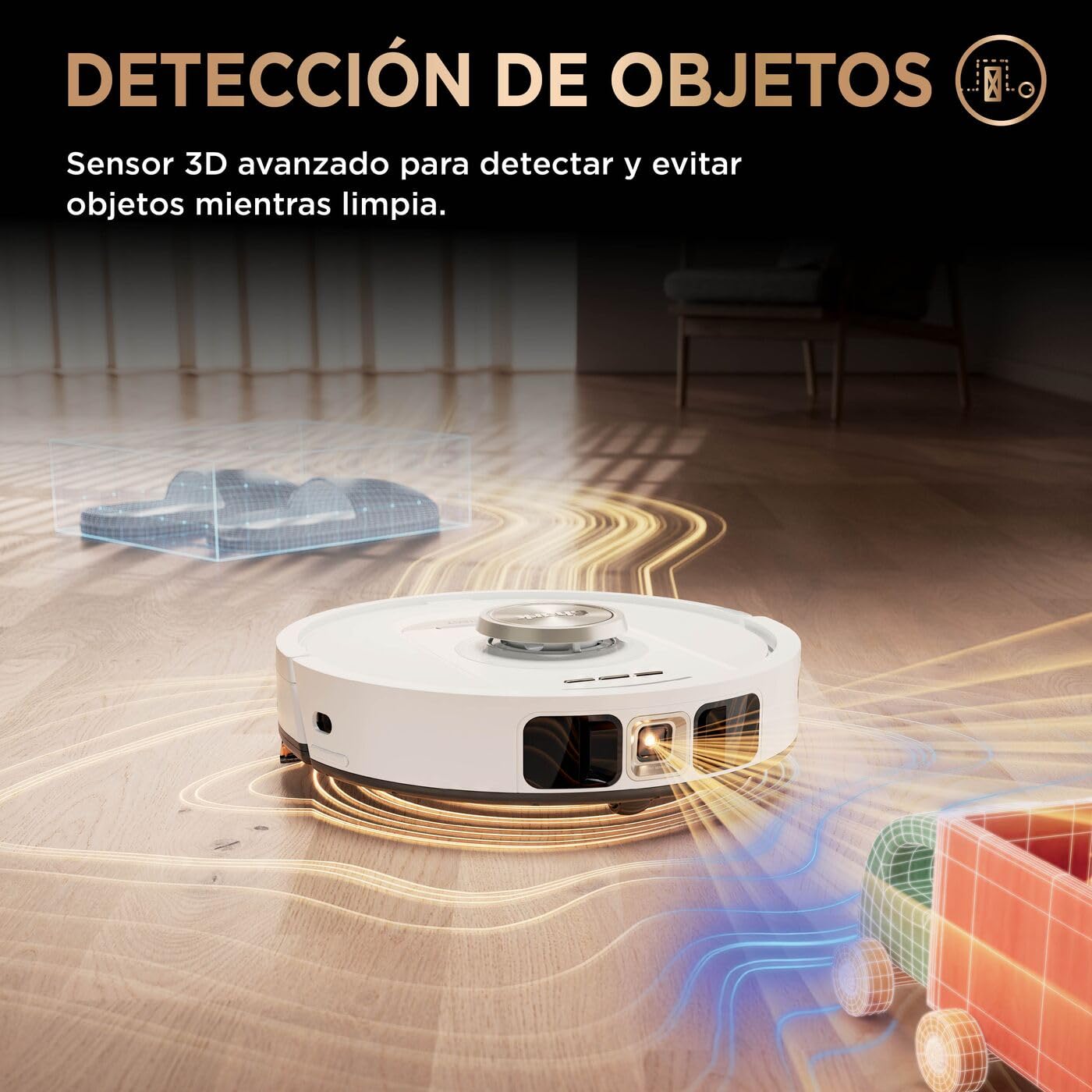 Shark PowerDetect, Robot Aspirador y Mopa 2 en 1, Blanco, AV2800ZEEUWH | Base NeverTouch Pro con Limpieza, Carga y Vaciado Automáticos, 60 Días, Navegación 3D y LiDAR, NeverStuck, Wifi/app