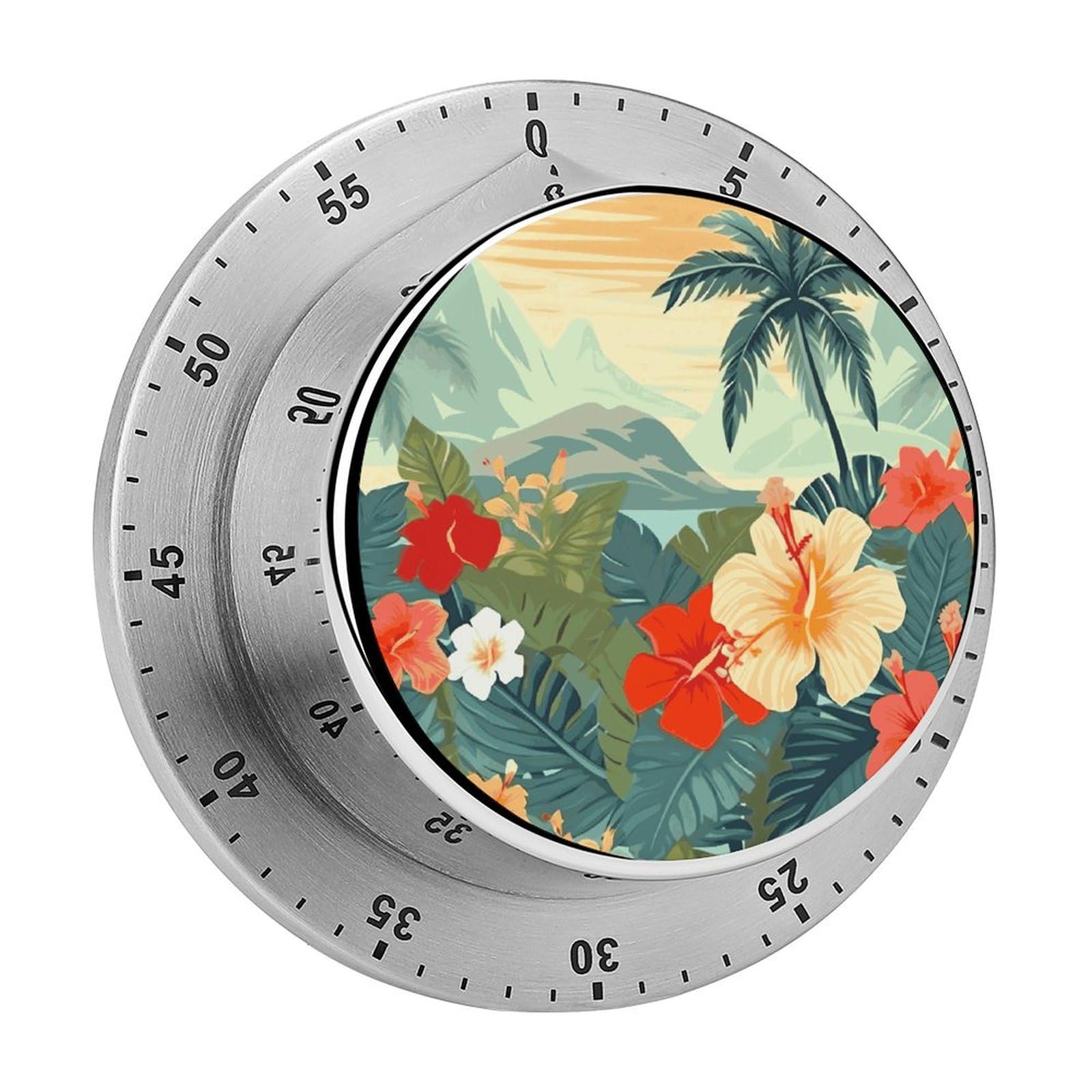 Summer Hawaiian Manual Countdown Timer with Magnetic Base Visual Mechanical Timer for Classroom Home Study and Cooking
