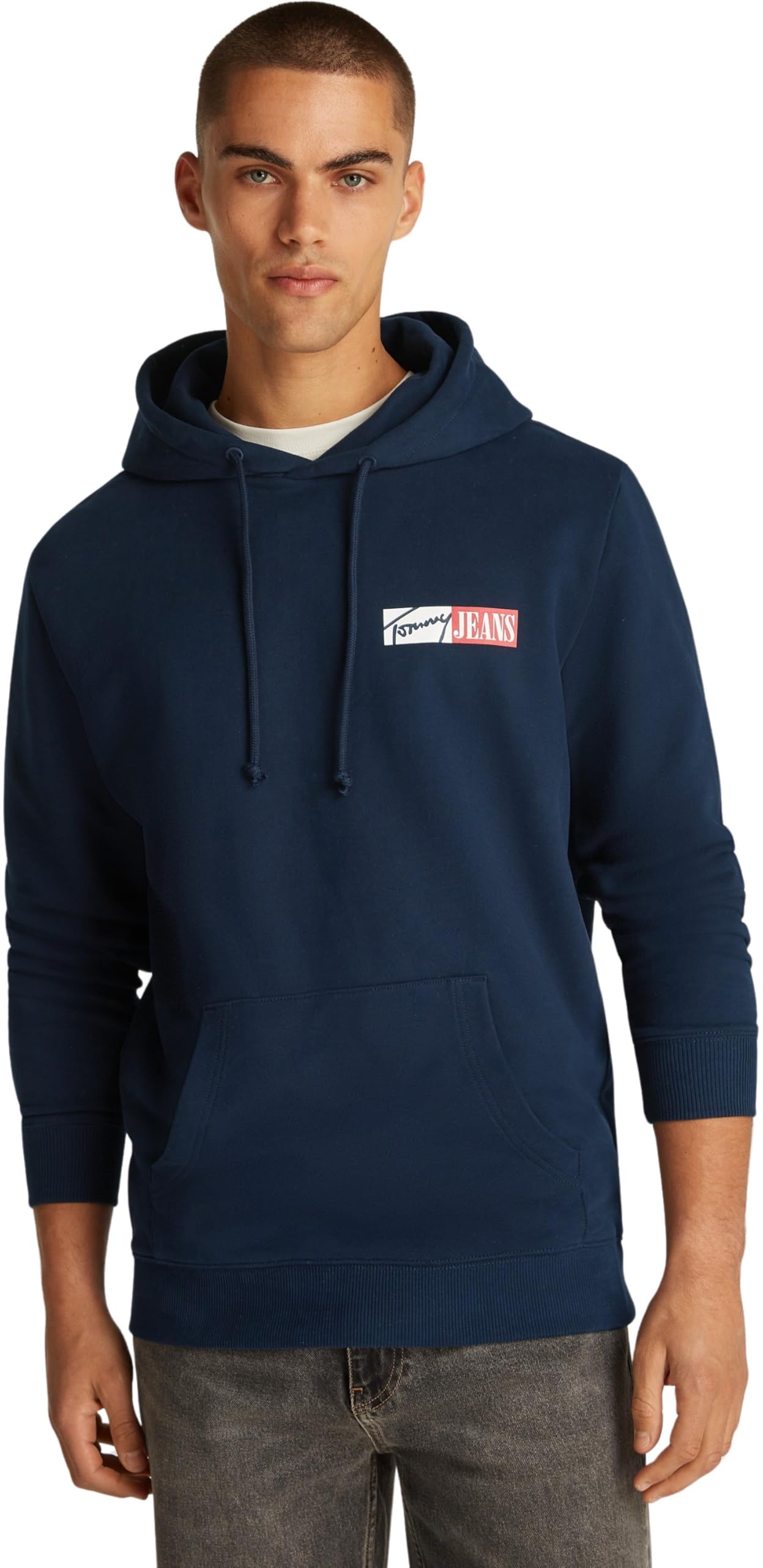 Tommy Jeans Men's Blue Sweater With Hood And Pocket