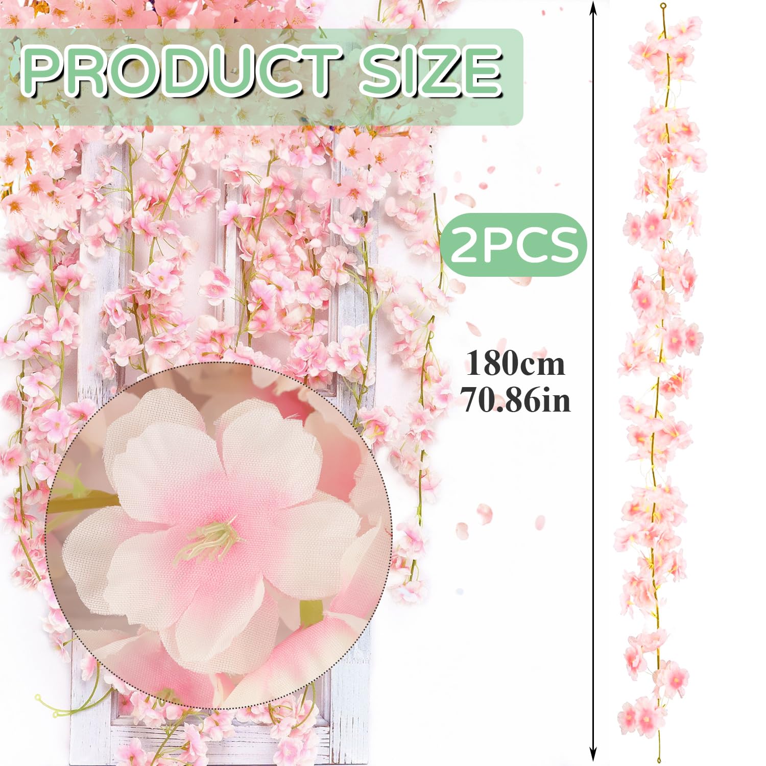 JETOHIX 2 Pieces Artificial Cherry Blossom - Image 2