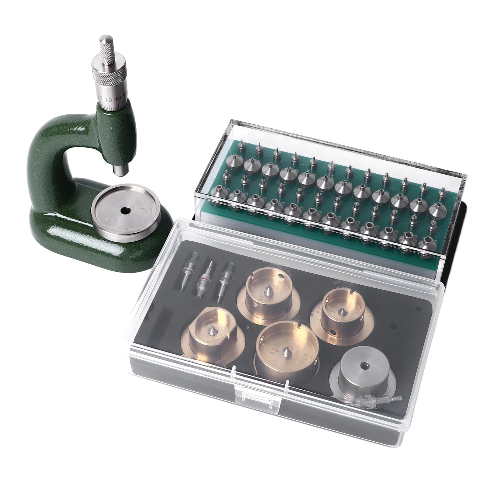 Herramienta De Joyería De Relojero con Tornillo Micrométrico De 48 Piezas, Kit De Herramientas De Prensa Manual De Reloj De Aleación De Aluminio con Mango Ergonómico