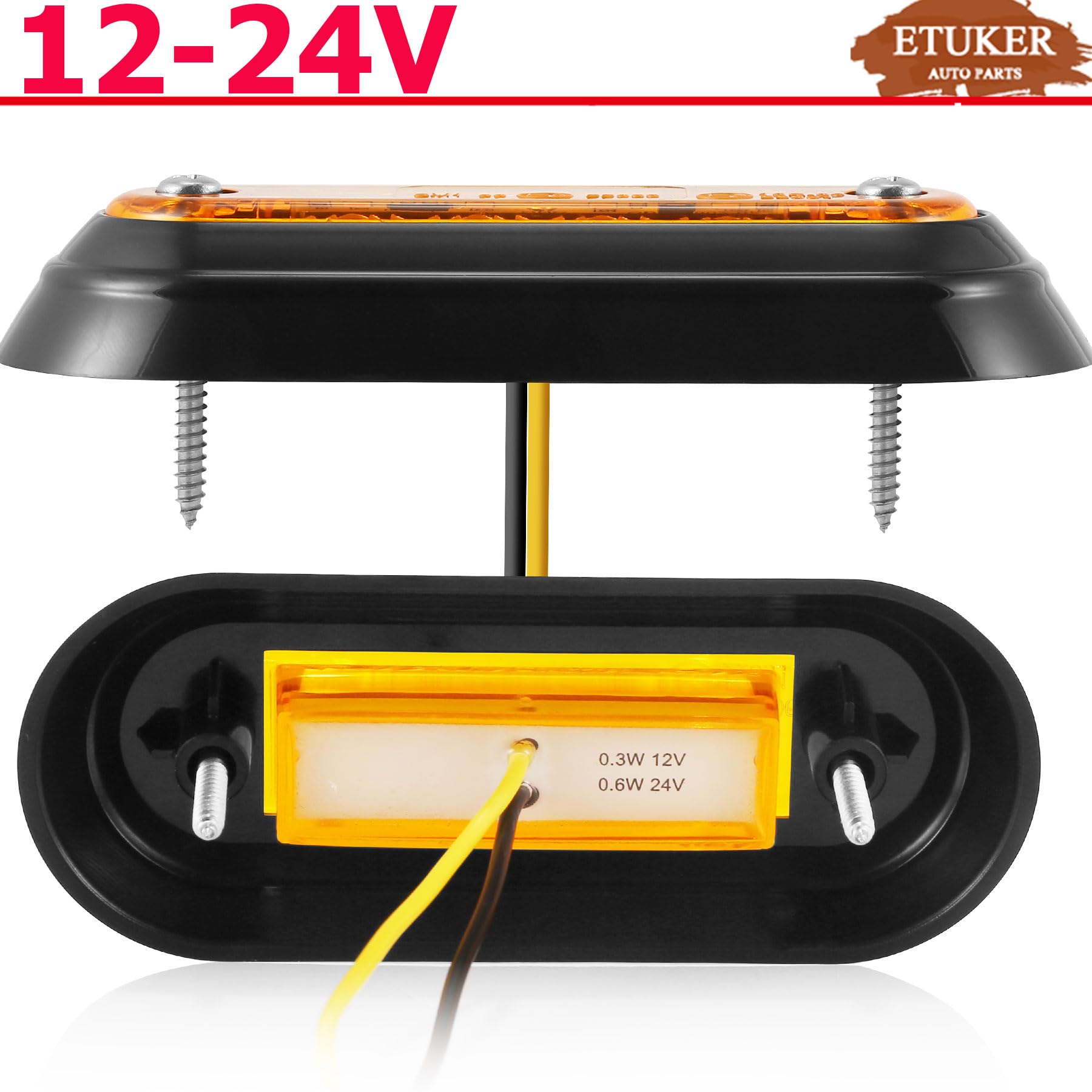 2X Luci Demarcazione Laterale Gialle 12/24V LED per Furgone Fari Rimorchio Impermeabile ECE