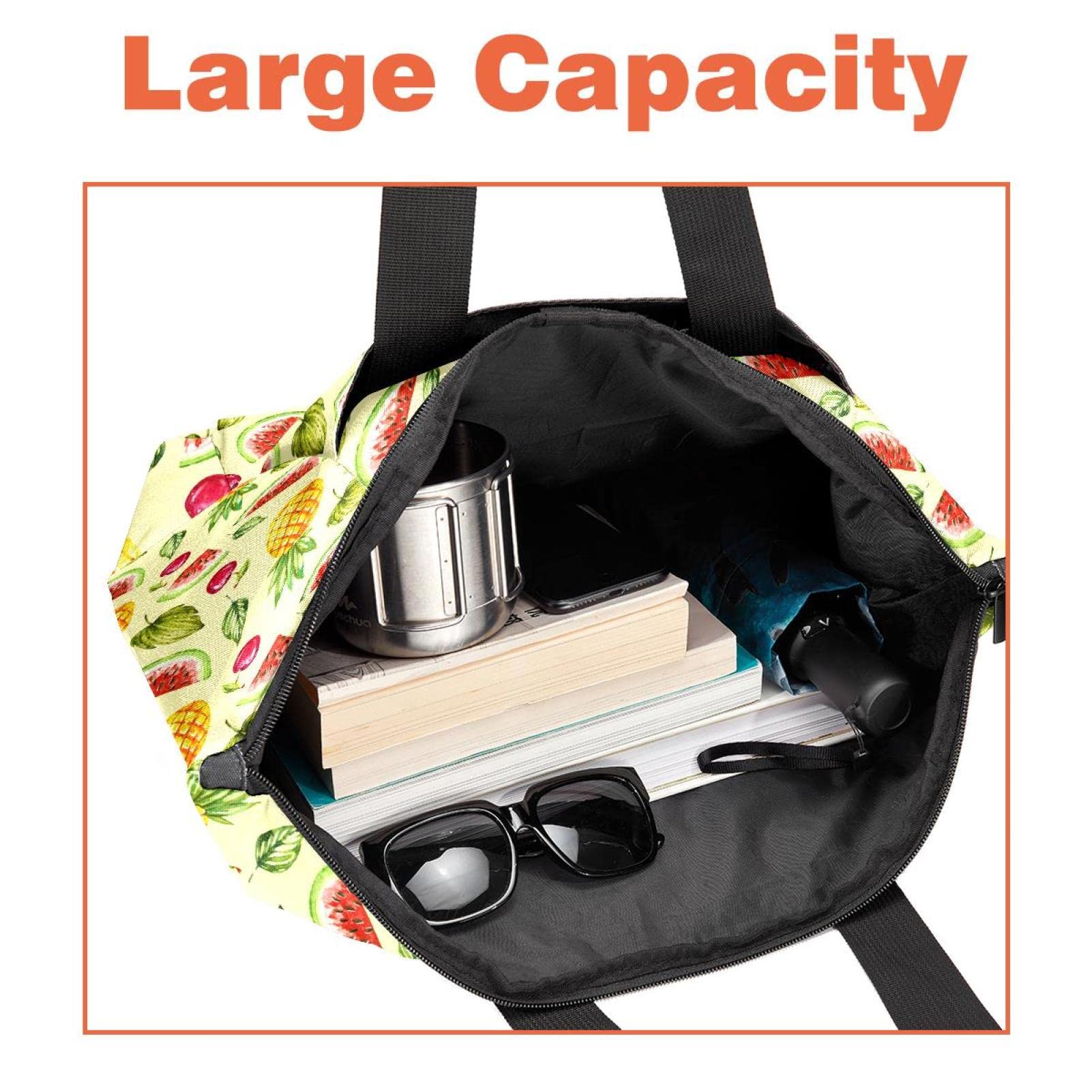 Große Tragetasche & Lunchbox Sommer Fruit Ananas Handtaschen + Isolierbeutel für Reisen, Arbeit, Schule, Picknick, mehrfarbig, One Size