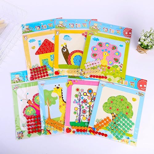 Miniatura 3 de WYNAKESHU 12 calcomanías de botón para dibujar mosaicos, kits de arte para niños, botón adhesivo, juguetes de clase de arte preescolar, regalo de