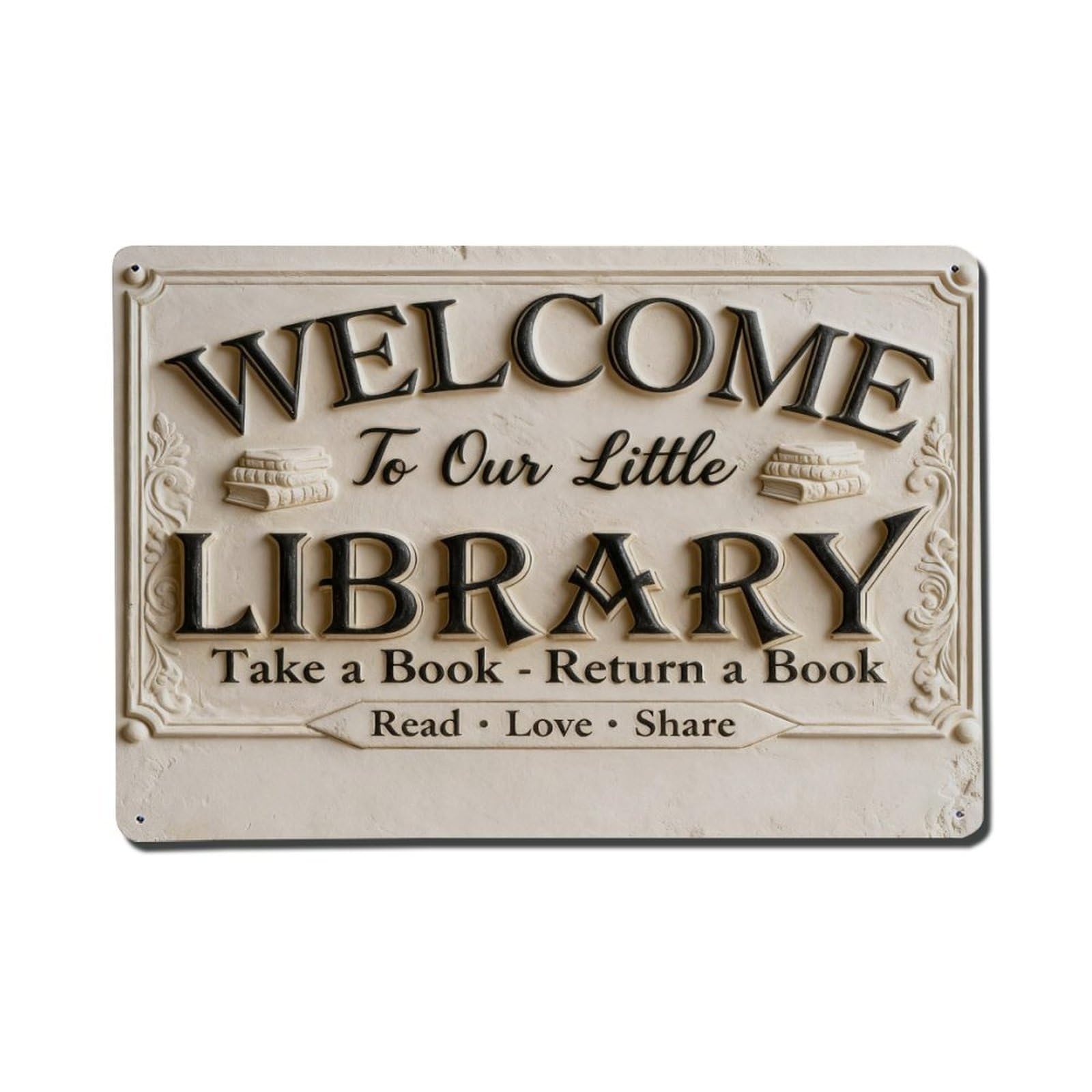 Welcome To Our Little Library Vintage Metal Tin Sign Retro Wall Decor, Bar Garage Cafe Kitchen Home Wall Art Poster Decoration 8x12inches