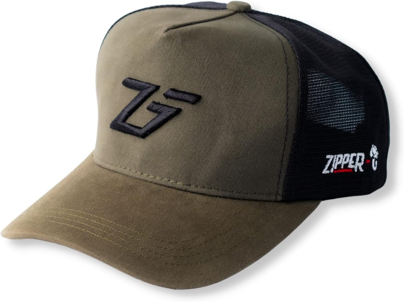 Zipper-G Casual Trucker Baseball Cap Half Net Mesh with Snapback Closure Oliv...