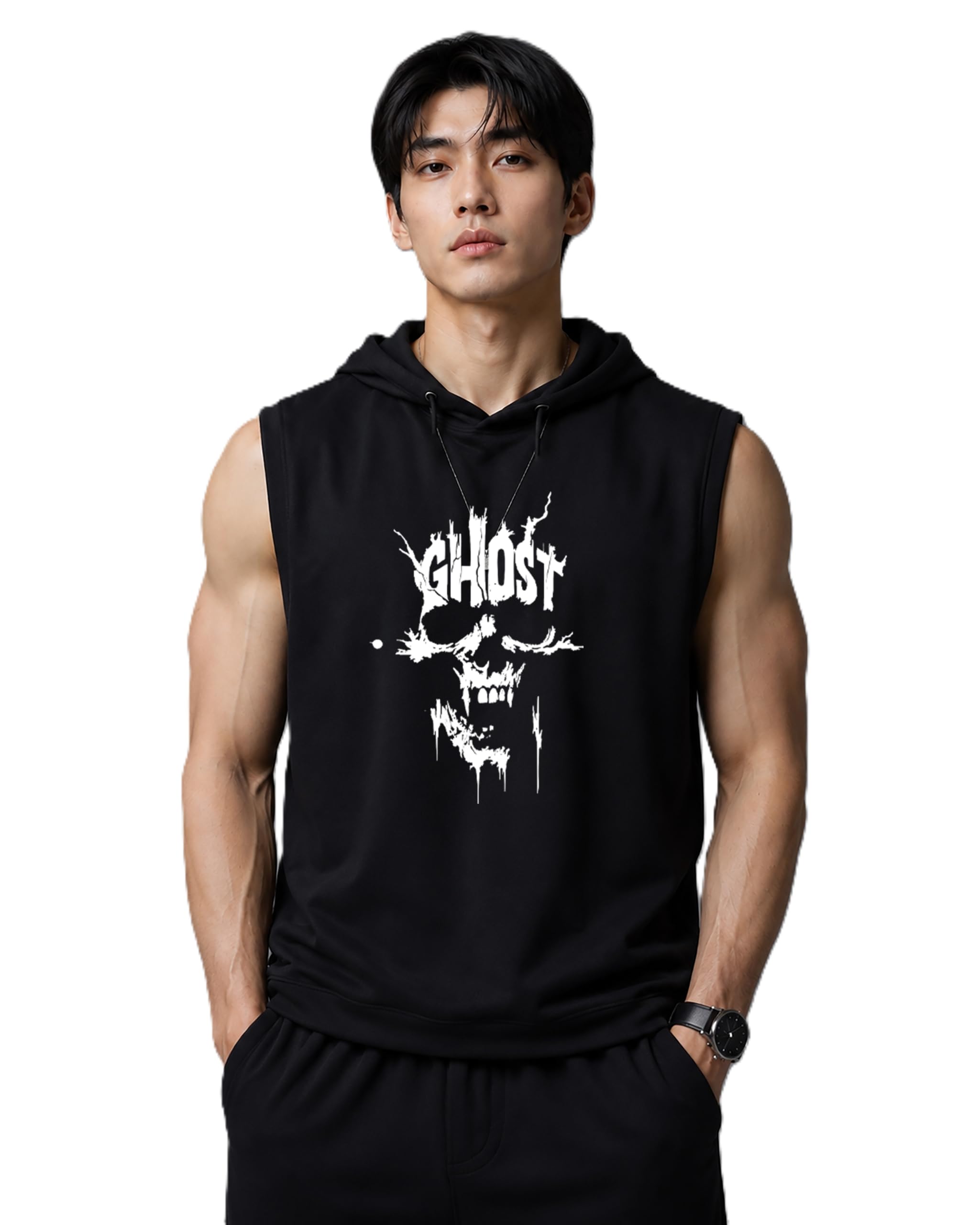 jugular men's sleeveless hooded gym tank top muscle fit training shirt