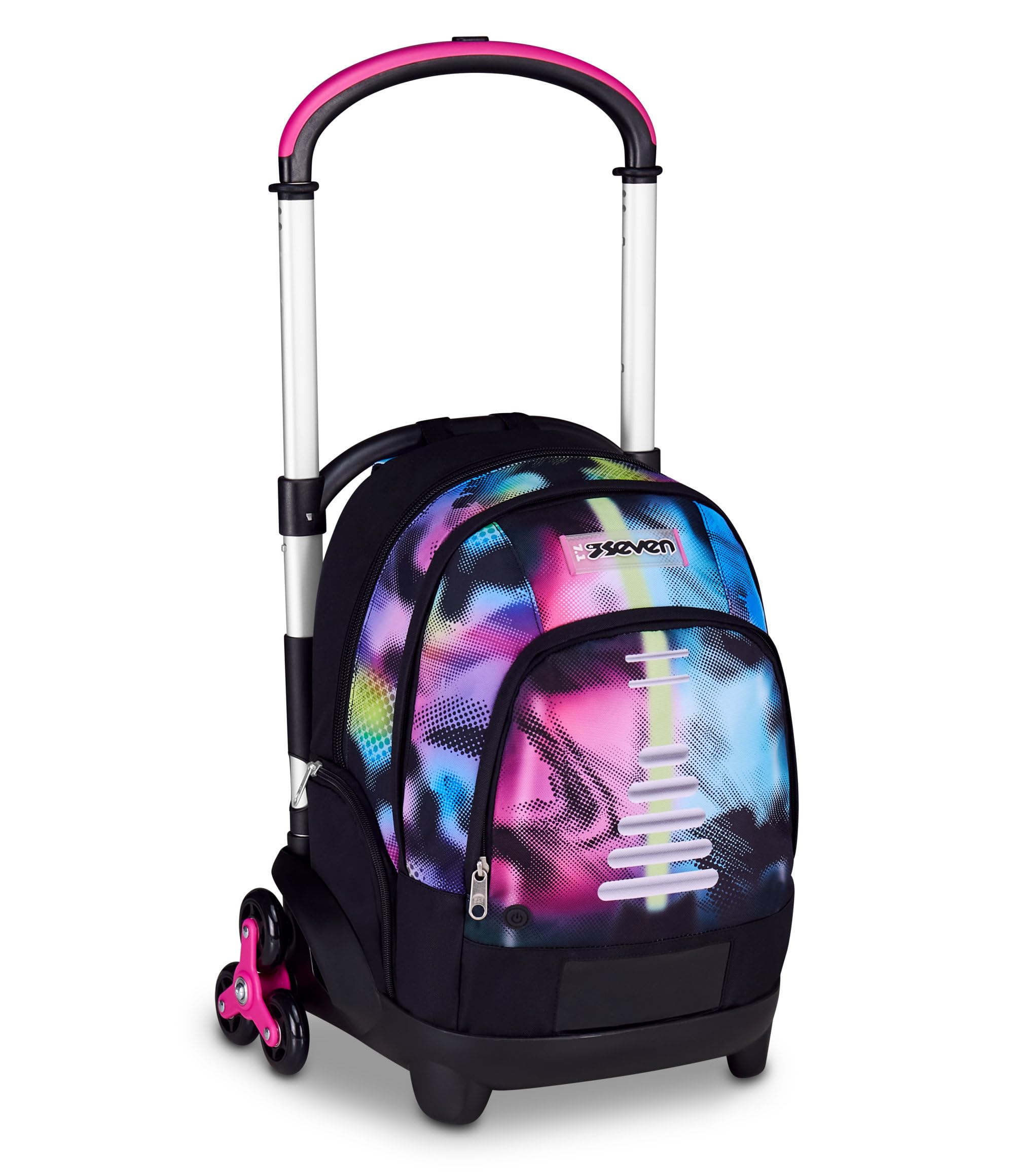 Seven Trolley Scuola Flex 3 Ruote, Fucsia, Zaino Con Carrello Sganciabile Da 31 Litri, Con Tasca PC, Tasca Borraccia, Multiuso, Maneggevole e Confortevole, Scuole Medie e Superiori, Ragazza