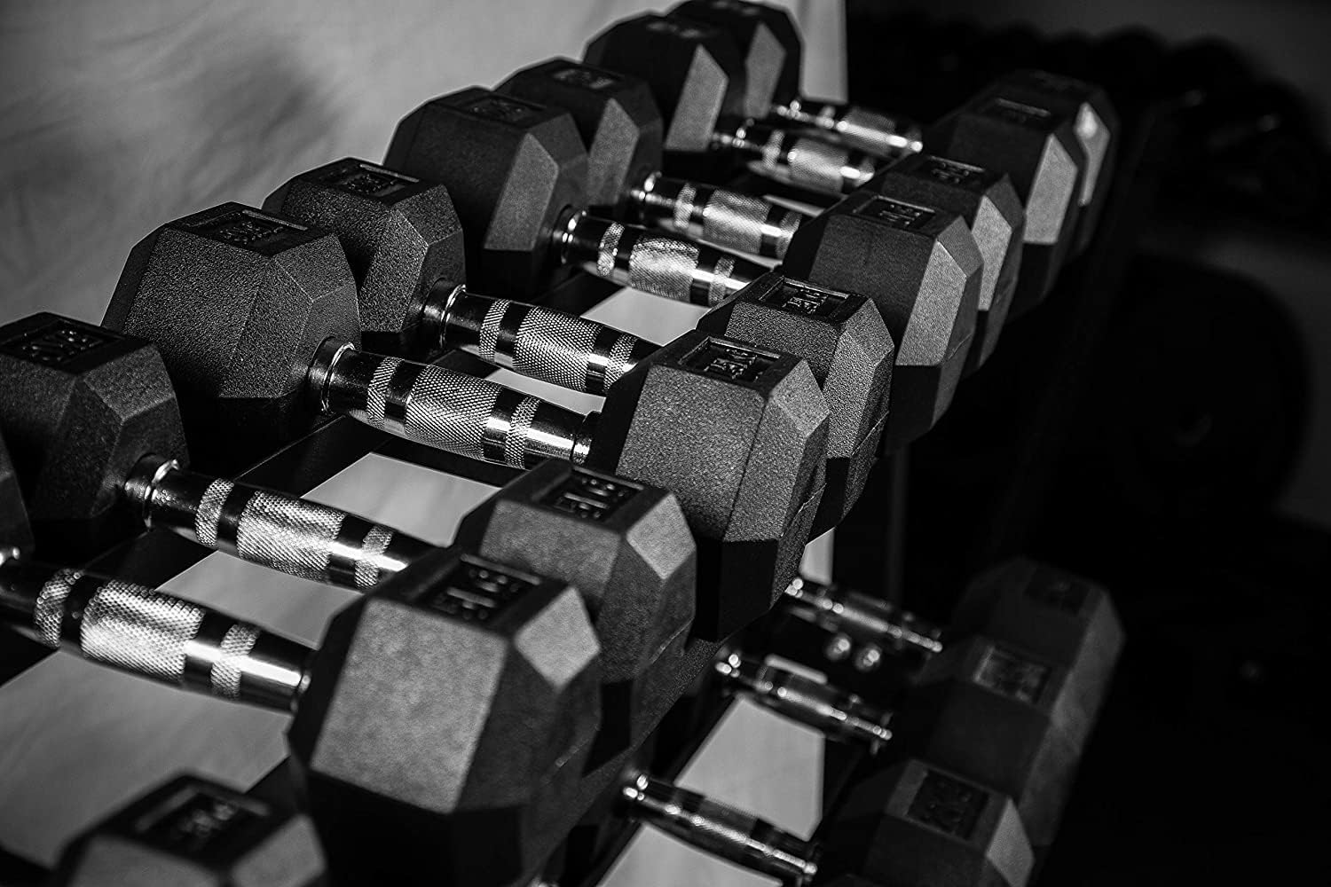 Mancuernas hexagonales – Pesas de mano hexagonales de hierro fundido con revestimiento de goma, juego de mancuernas comerciales resistentes para entrenamiento de pesas, gimnasio en casa, mango cromado