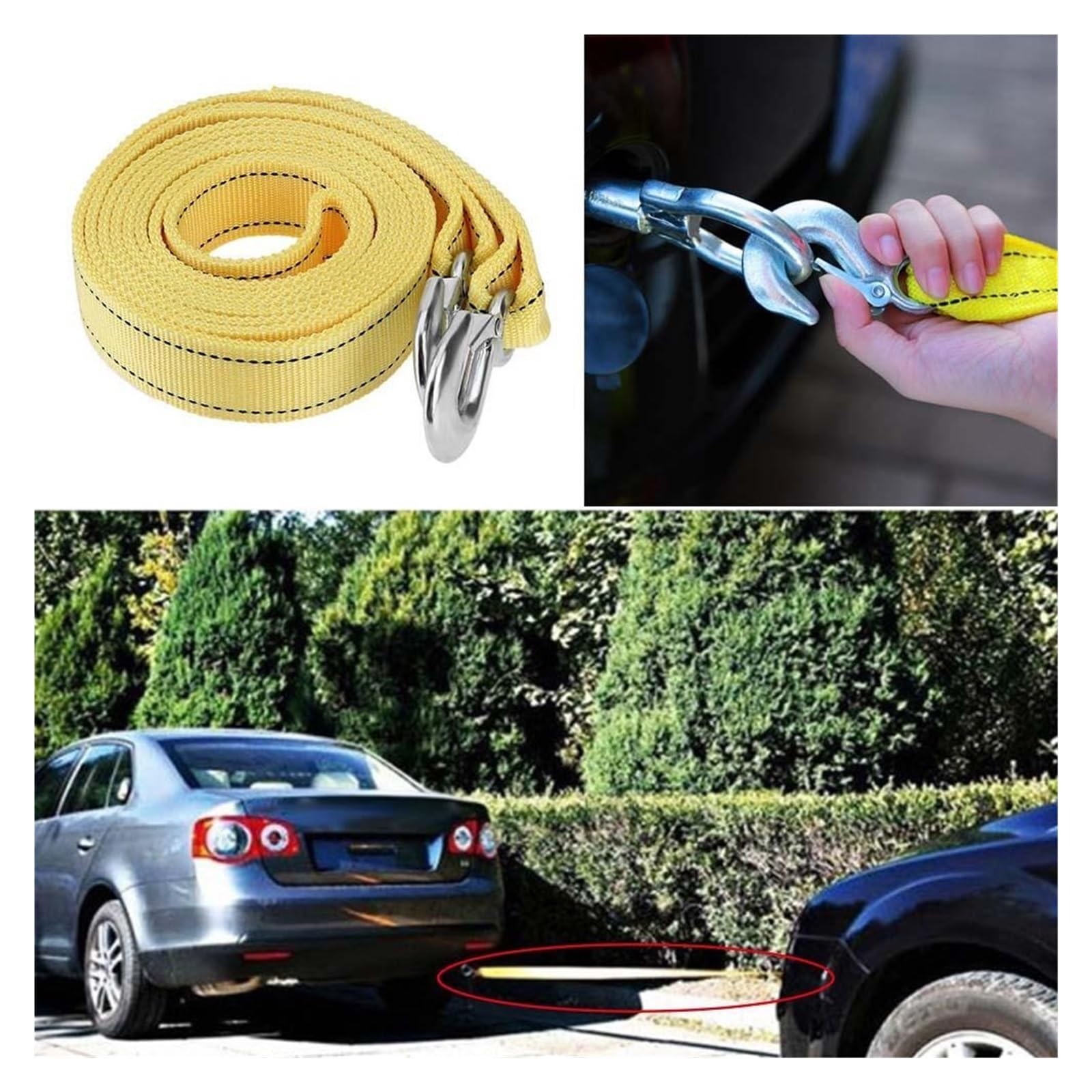 Cuerda de Remolque 4M Heavy Duty 5 Ton Car Tow Cable Towing Pull Rope Correa Ganchos Van Road Recovery para Remolque de recuperación (Color : 4m 5T)