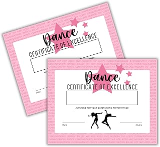 Dance Achievement Certificate of Excellence Team Awards | 50 pk 8.5x11” in Dance Competition for Students Paper Girls Gifts Recital