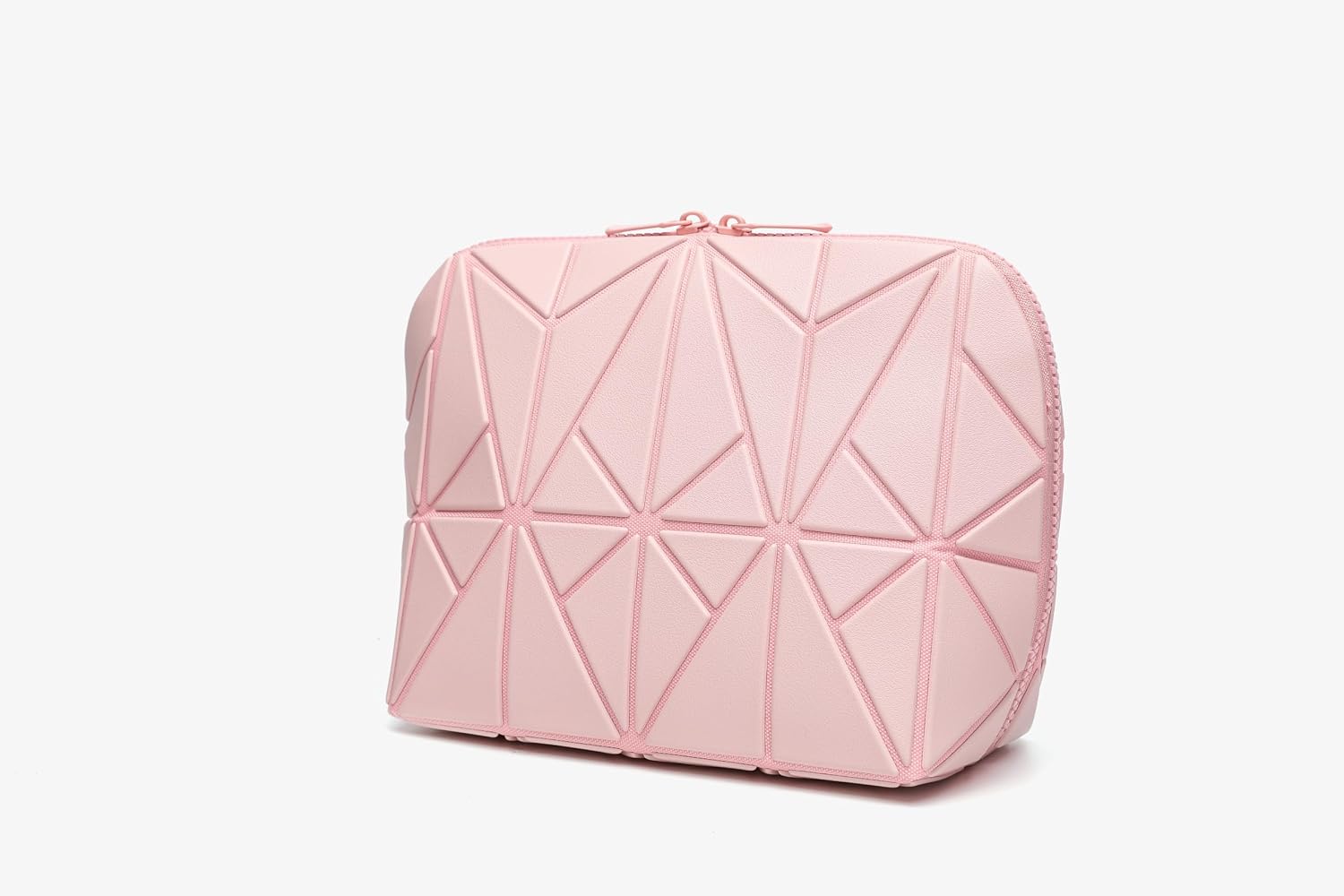Parallel Traveler Makeup Bag,Fold Down Cosmetic Bag with Brush Organizer,Large Capacity Travel Makeup Case,Water-Resistant PU Leather Toiletry Bag for Women,Portable Makeup Organizer Bag for Travel