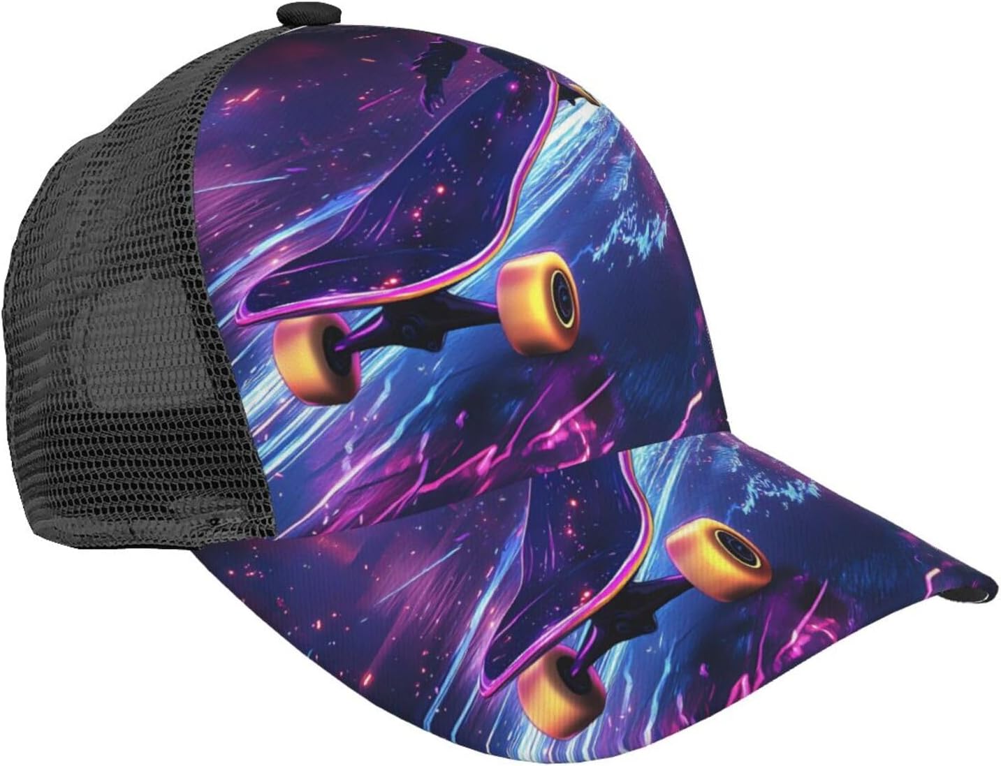 Basball Hat Mesh Back for Men Women-Futuristic Skateboard