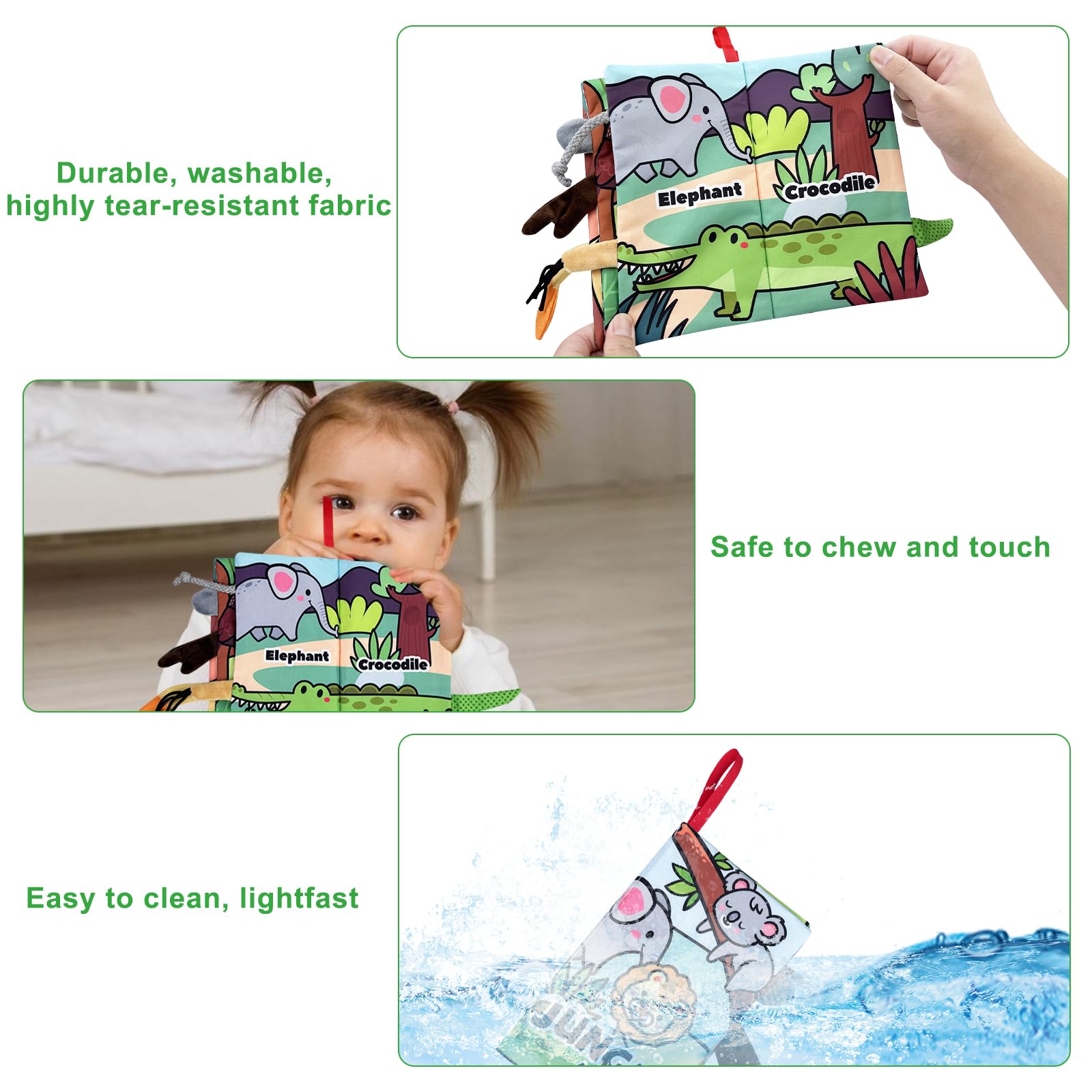 Chiluxendo Jouet Bebe 0-3 Mois, Livre Sensoriel Jeux Eveil, Fabric Book en Tissu Bébé Livre Sensoriel, Tissus Livres D'Éveil Jouet Educatif Montessori, pour Cadeau Bebe Garcon Fille