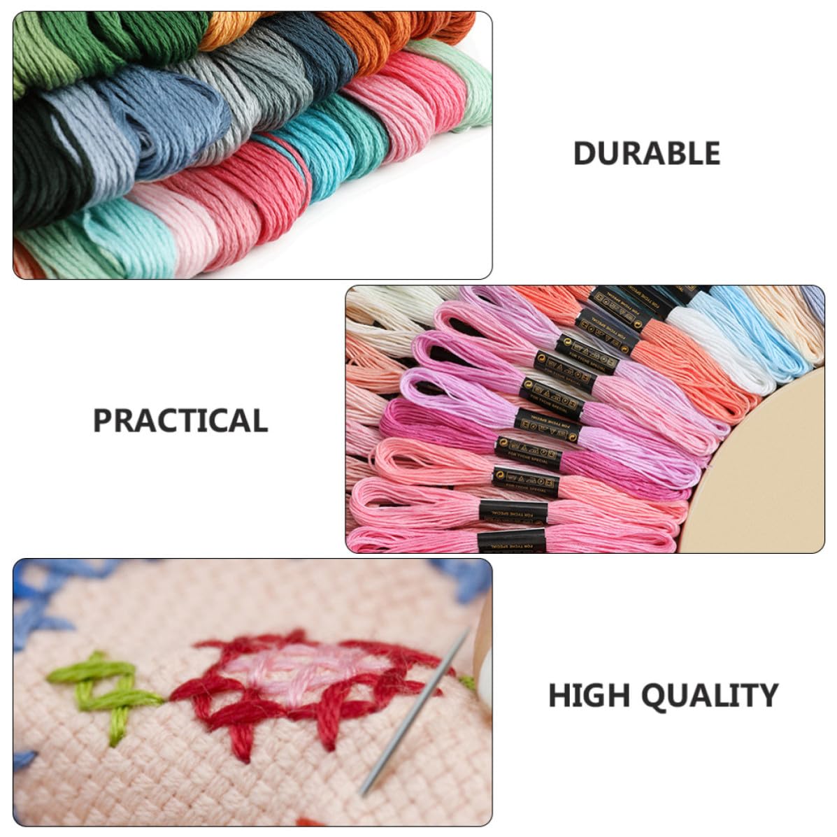 FELTECHELECTR Set di 447 Fili per Ricamo in Cotone Poliestere per Punto Croce, Comodo da Trasportare e Facile da Conservare, per Progetti di Ricamo e Braccialetti Amicizia