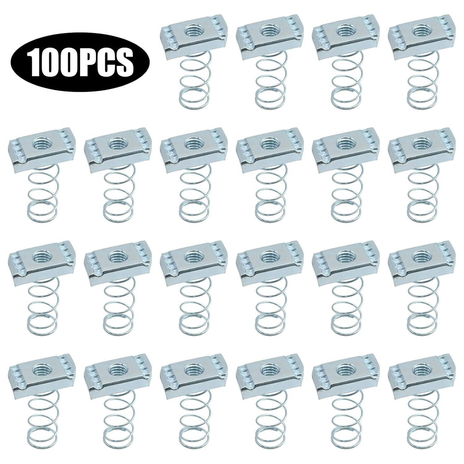 100Pcs Strut Channel Nuts, 3/8-16 Stainless Steel Spring Channel Nuts with Electroplate Finish, Zinc Plated for Unistrut