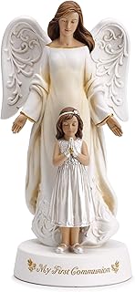 Joseph's Studio by Roman - Angel with Praying Girl My First Communion Figure, 7.75" H, Resin and Stone, Tabletop or Desk Display, Decorative, Collection, Durable, Long Lasting
