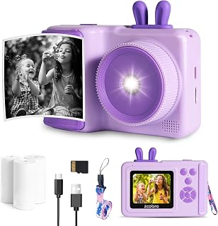 Kids Camera Instant Print Camera for Kids 1080P Toddler Camera That Print Photos Children Instant Cameras Toy for Girls Boys Age 3-12 Travel Kid Digital Camera Christmas Birthday Gifts (Purple)