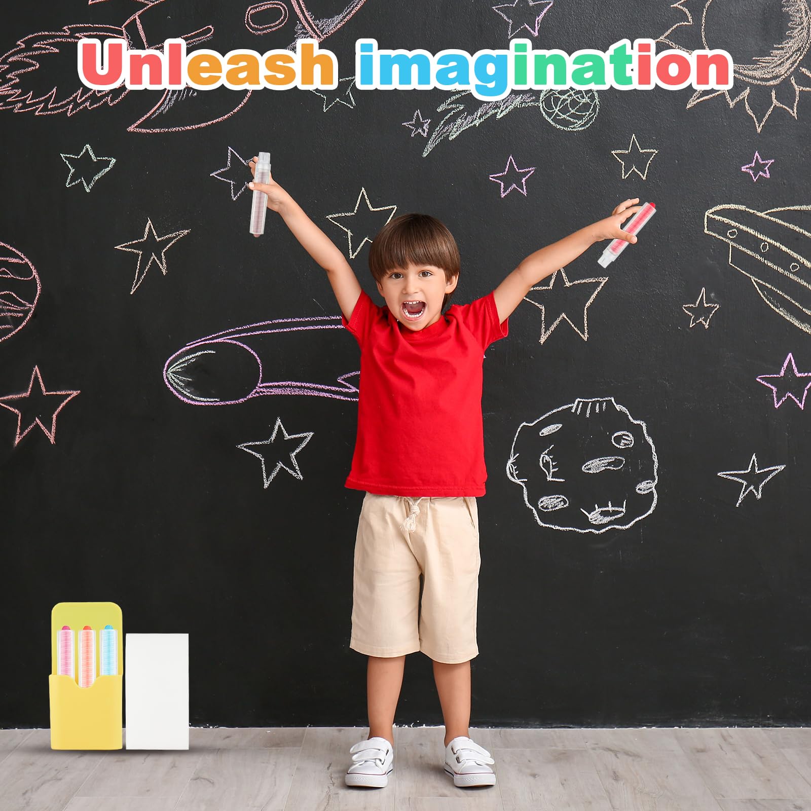 Set De 48 Tizas Sin Polvo No Tóxicas Con 12 Soportes, Colores Vibrantes Para Pizarra Y Manualidades Infantiles