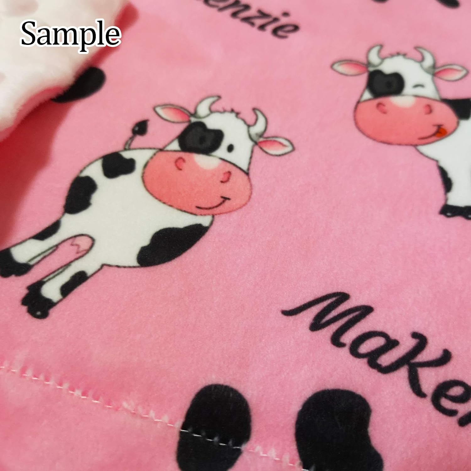 Lovely Cow Personalized Baby Blankets for Boys and Girls with Name, Soft Plush and Cozy Minky Dot, Customized Baby Newborn Gifts,30" X 40"