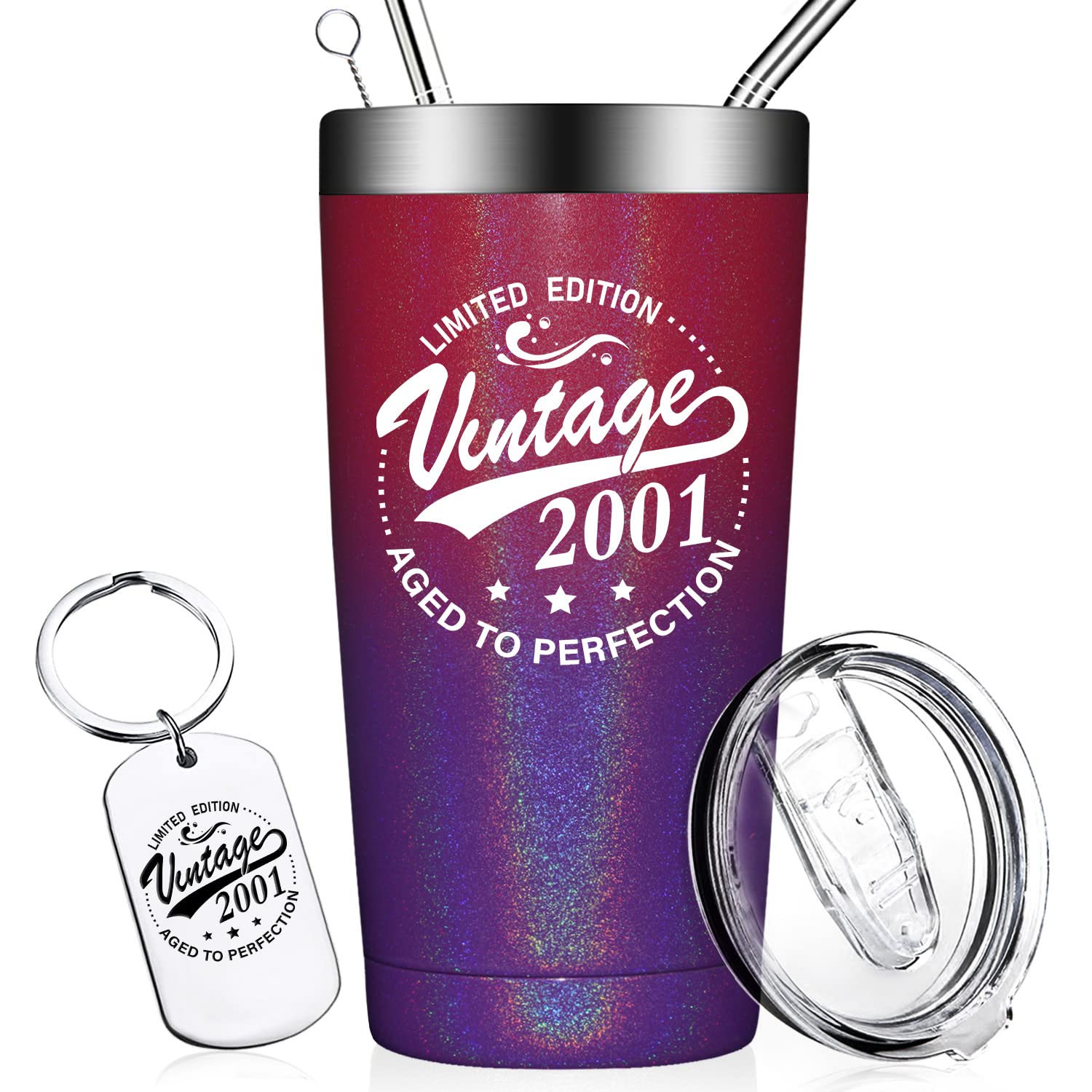 DOEARTE 21st Birthday Gifts for Her Him - Vintage 2002 Tumbler Cup - 21 Year Old Birthday Decorations for Him - 21st Birthday Gifts for Women, Men, Daughter, Son, Sister, Friends