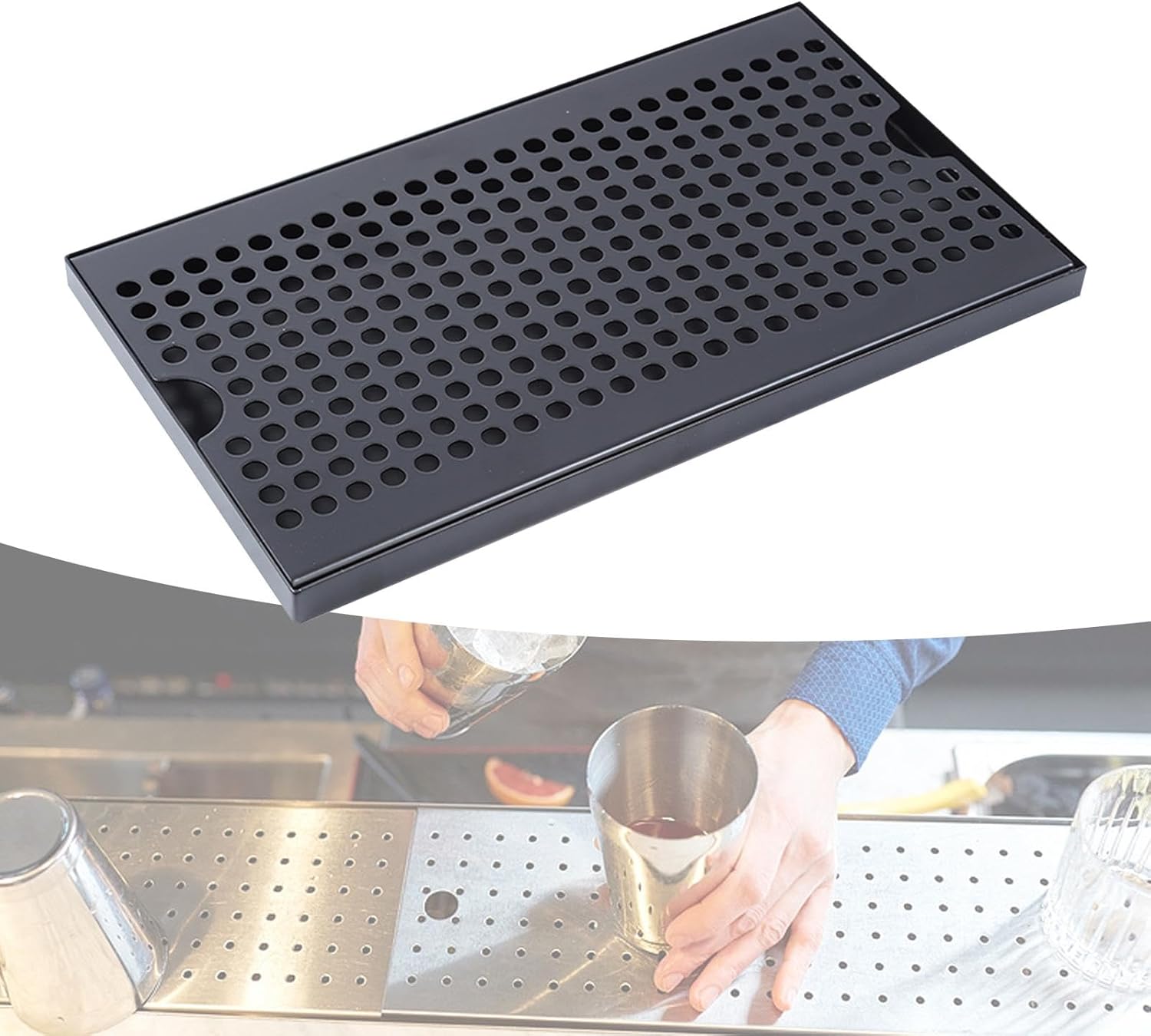 Stainless Steel Beer Keg Drip Tray with Removable Drain Plate for Kegerator Bar Espresso Machine Tea Ceremony Easy Cleaning- 30x17.5x1.5cm