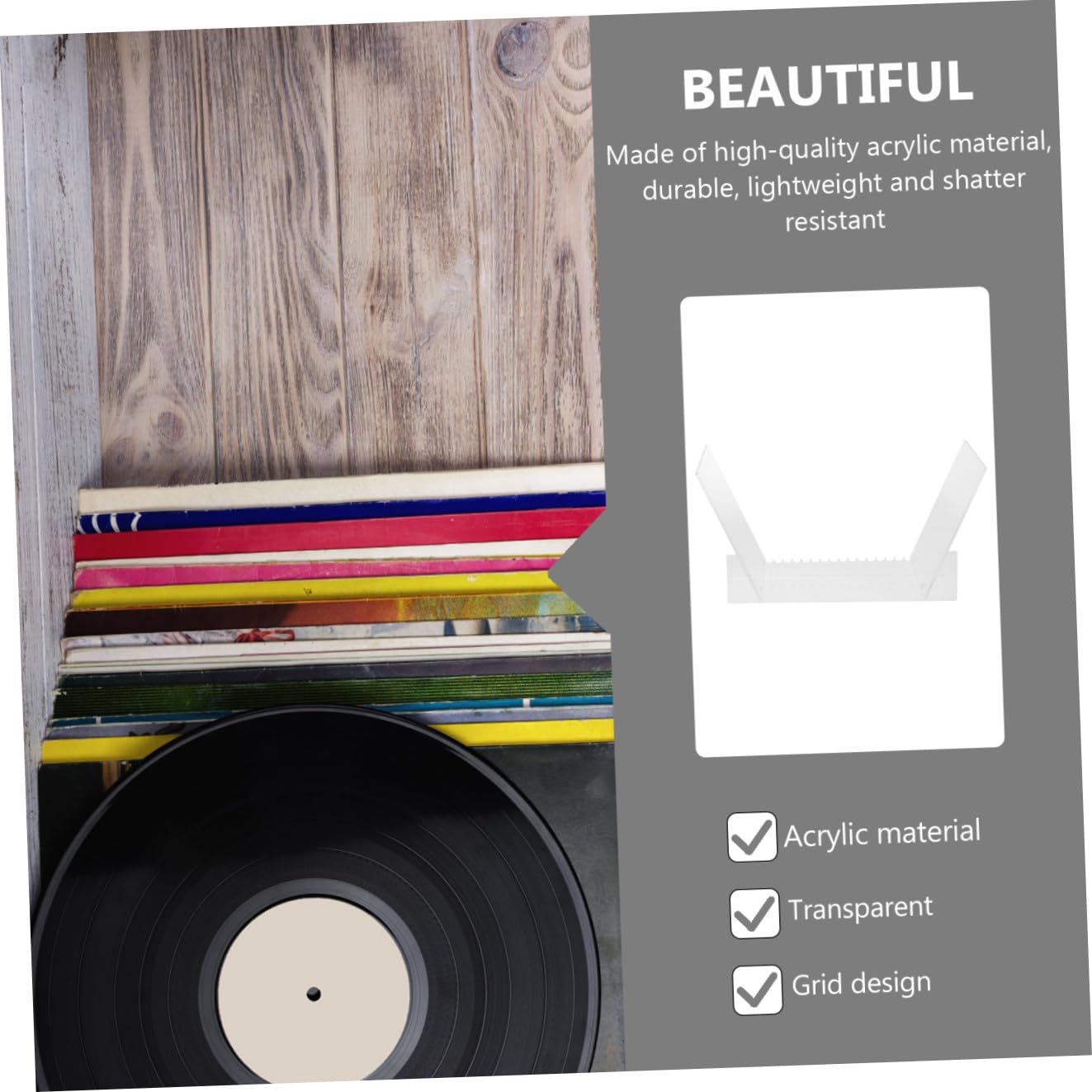 Toyvian Supporto Dischi Vinile in Acrilico Trasparente Resistente Antischeggia Organizer e Mensola per Album Stand Espositore Pratico per Libri e Vinili per Casa e Ufficio