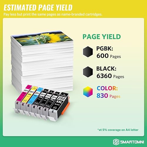 Miniatura 3 de S SMARTOMNI PGI280XXL CLI281XXL Reemplazo de tinta compatible para Canon 280 281 XXL PGI-280XXL CLI-281XXL uso para Canon PIXMA TR7500 TS8100 TS8222