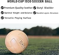 Vista 3 de Copa del Mundo 1930 Modelo 2.ª mitad de final de fútbol de cuero famoso balón de fútbol de cuero tamaño oficial 5 réplica, mejor para jóvenes