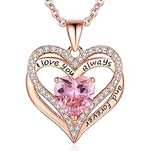 S925 Sterling Silver Necklace for Women, Wife Jewelry Rose Gold, Mom Birthday Valentines Mothers Day Gifts, Girlfriend Necklaces, Daughter Heart Jewel, Anniversary for Her