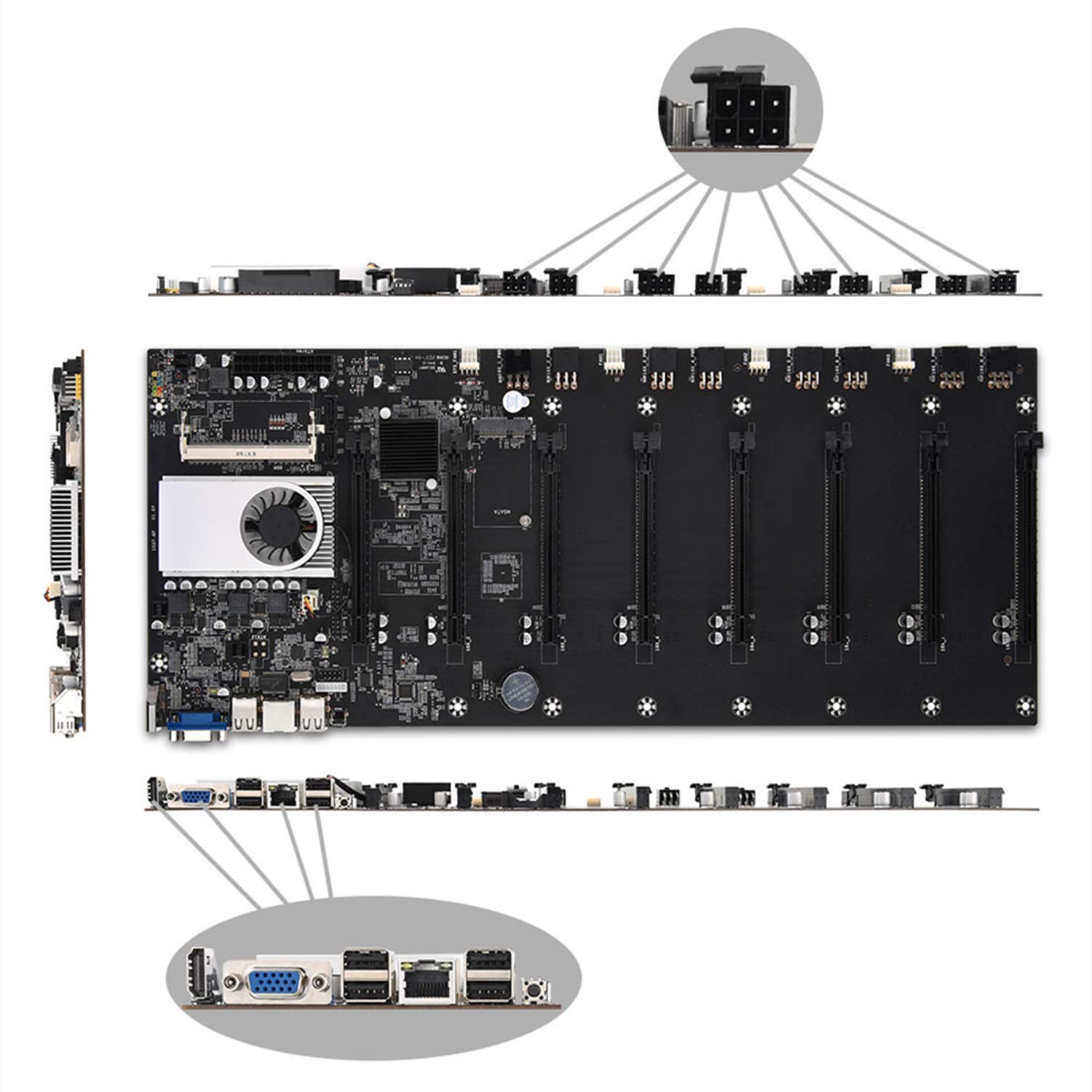 Amazon.com: Placa base de la máquina minera BTC-37, soporte de minería  Bitcoin Crypto Etherum, ranuras para tarjetas de vídeo de grupo de CPU 8,  soporte de ranura para tarjeta de imagen 8XPCIE16X