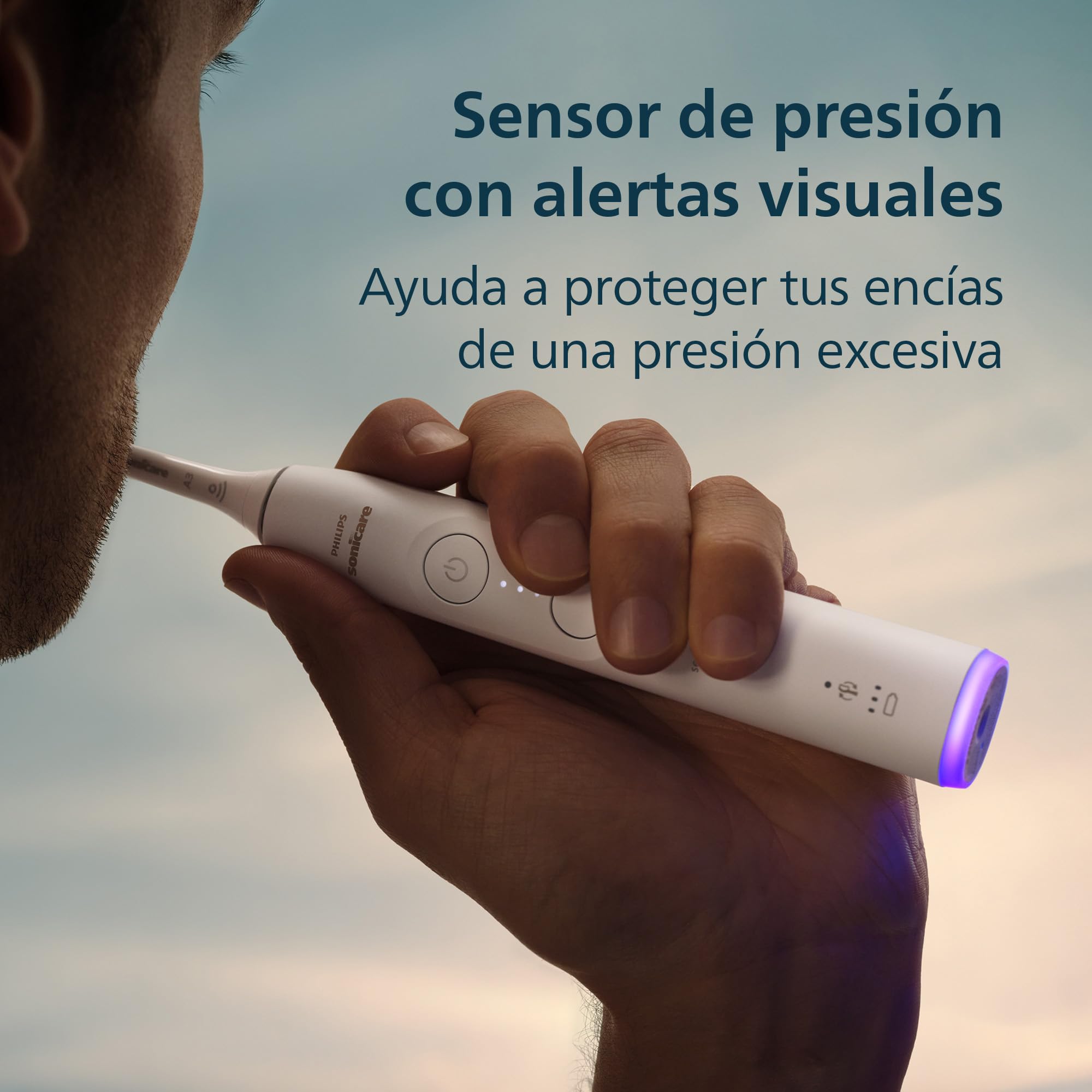 Philips Sonicare 6100 cepillo dental eléctrico, sónico con 2 modos de cepillado y 3 niveles de intensidad, EasyStart, estuche de viaje, blanco, HX7400/02 [Nueva Tecnología]