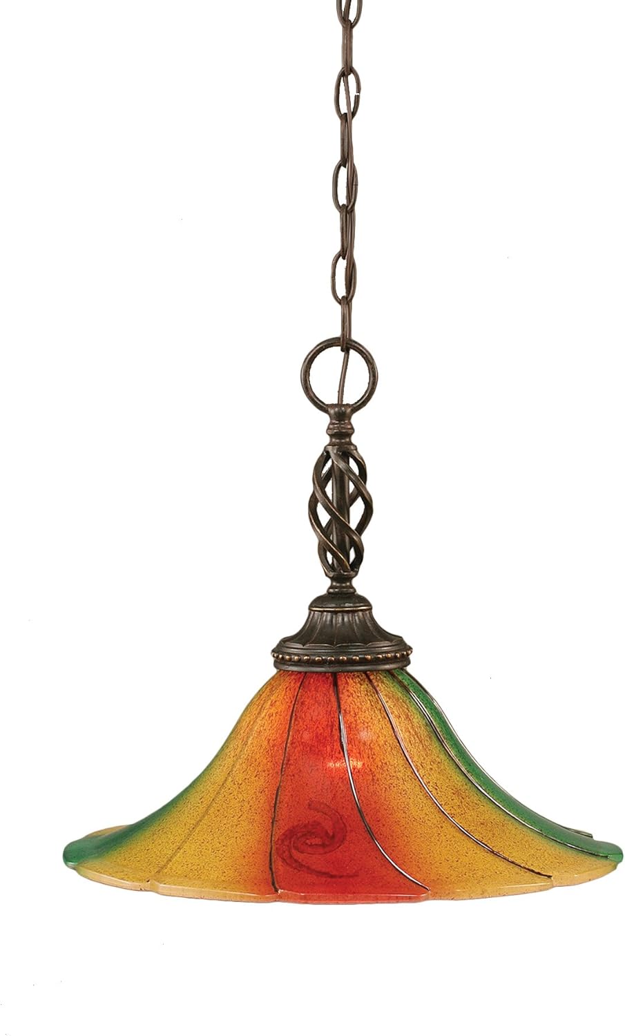 Toltec Lighting 82-DG-767 Elegante One-Light Pendant Dark Granite Finish with Mardi Gras Glass, 16-Inch