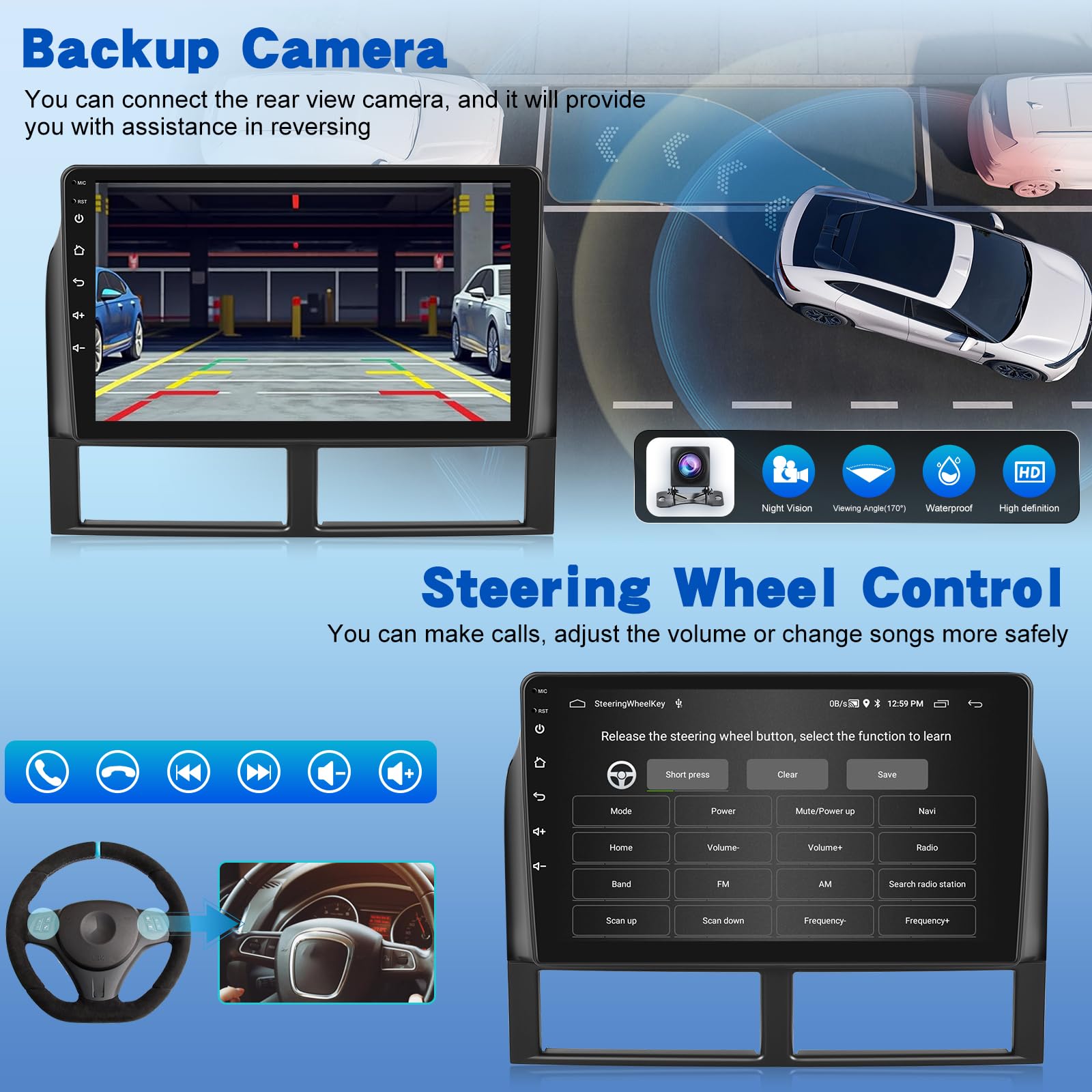 [2G+64G] Android Autoradio per Jeep Grand Cherokee 1998-2005 con Senza Fili Carplay e Android Auto, Autoradio Touch Screen HD da 9 pollici con GPS/WiFi/Bluetooth/EQ/FM RDS