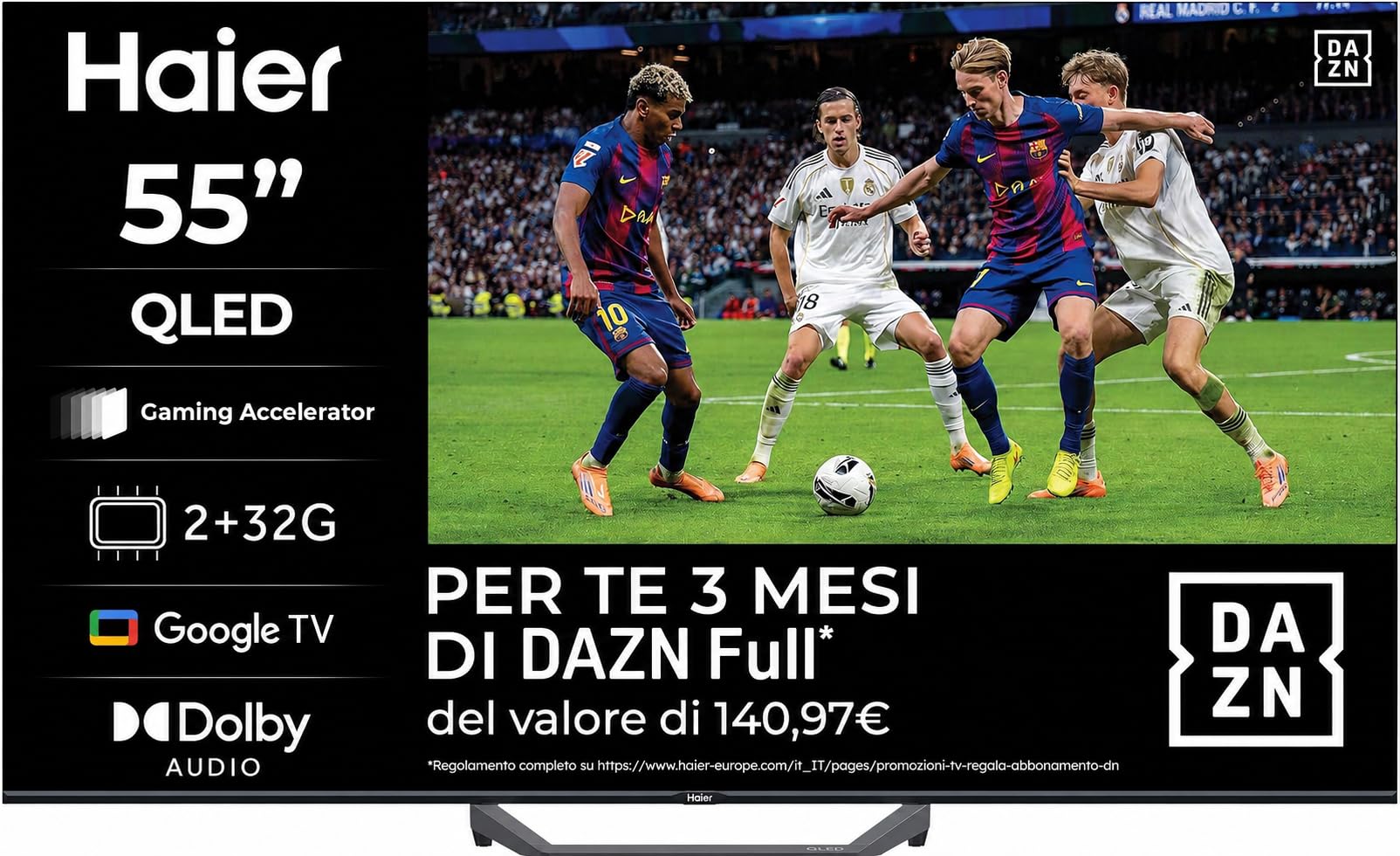 Haier Smart TV 55" QLED 4K UHD, S81 Series, Google TV, Gaming 120Hz