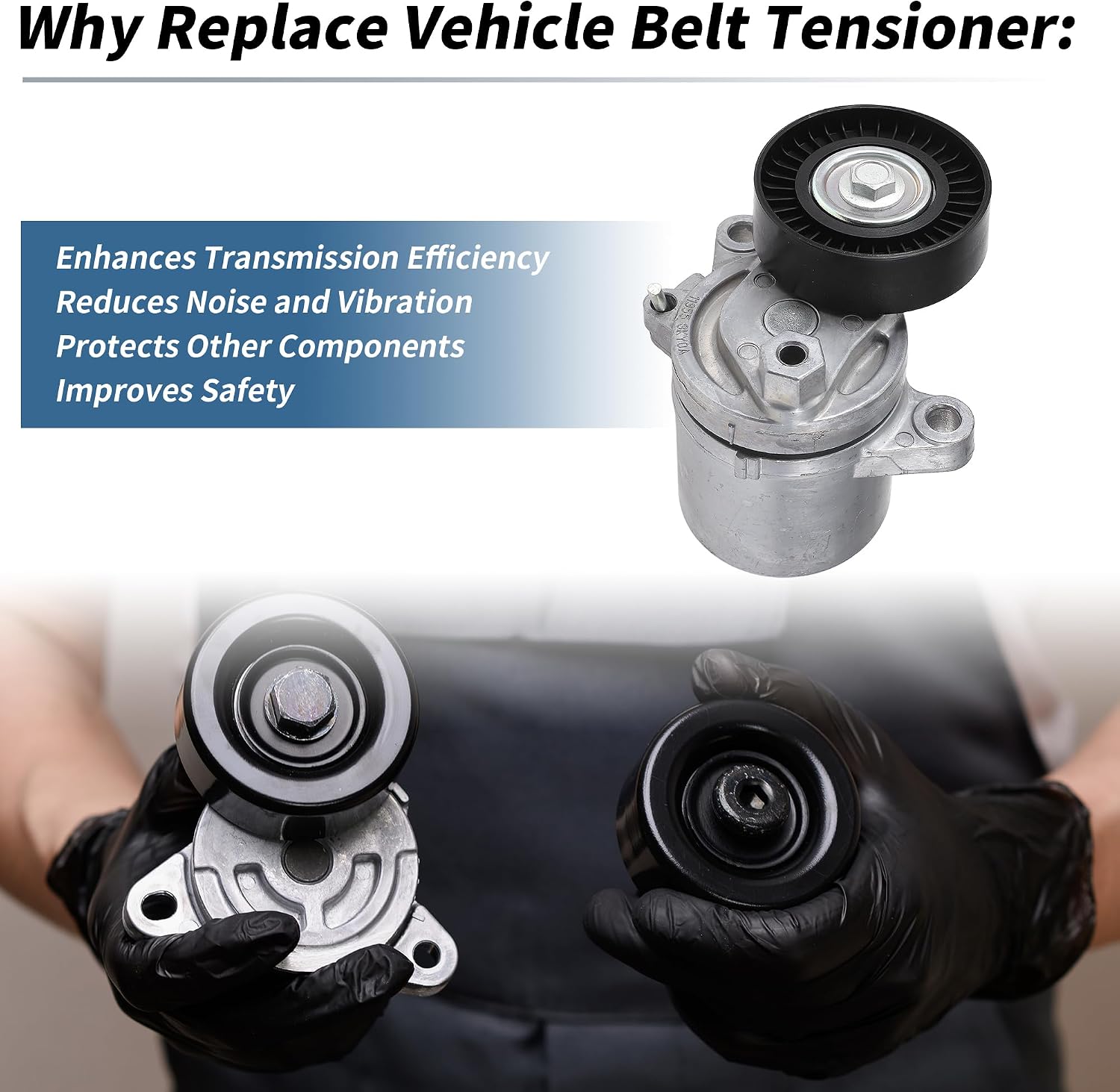 Belt Tensioner Drive Belt Tensioner Pulley Assembly for Infiniti Qx60 2013-2020 No.119553KY0A Metal 1 Pcs