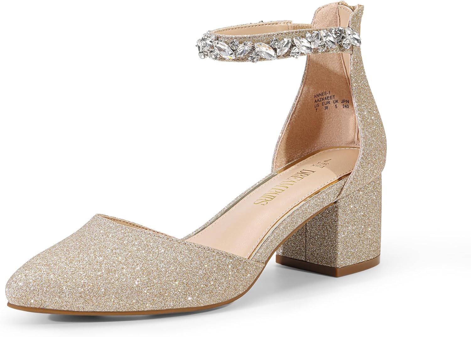 DREAM PAIRS ANNEE Pointed Toe Low Chunky Heels Pump Shoes