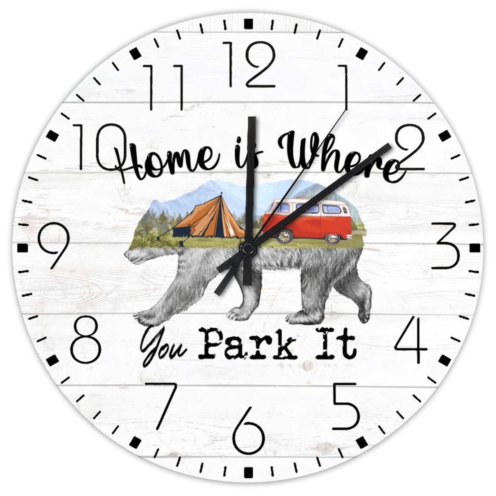 Horloge murale ronde en bois de style rustique noble, décoration murale 38 cm pour loft et chalet