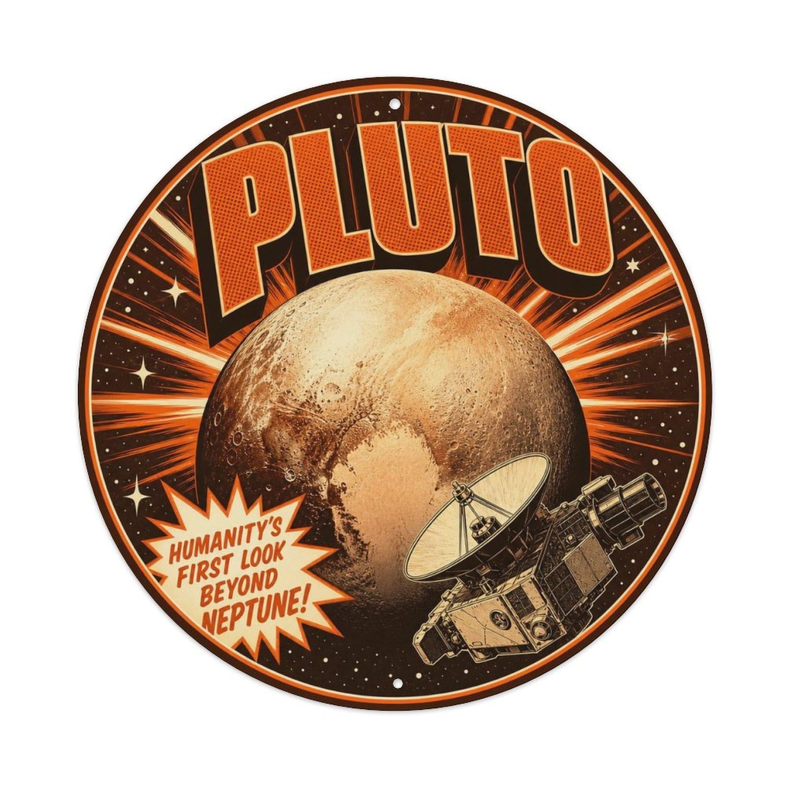 Pluto Dwarf Planet Space Exploration Astronomy Metal Tin Sign