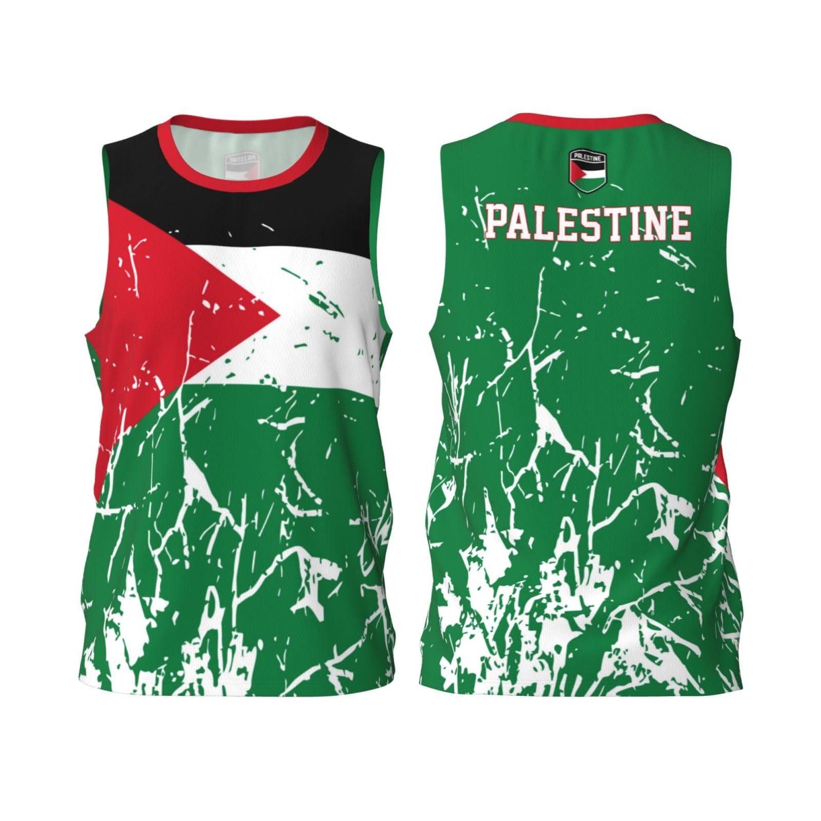 Fagiuchi Unisex Black Palestine Flag Grain Basketball Jersey Shirt Team Up Sports 3D Full Print Design Jerseys