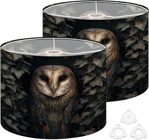 Miniatura 14 de Linen Drum Lamp Shades 1 Pack, 13''Wx10"H, Steampunk Retro Punk Bird Owl Steampunk Gear Top Hat Goggles Replacement Lampshades for Floor Lamps Table