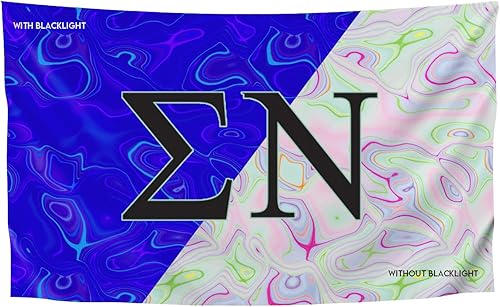 Miniatura 31 de Bandera griega de la hermandad y la fraternidad blacklight, 3 pies x 5 pies, Alpha Tau Omega