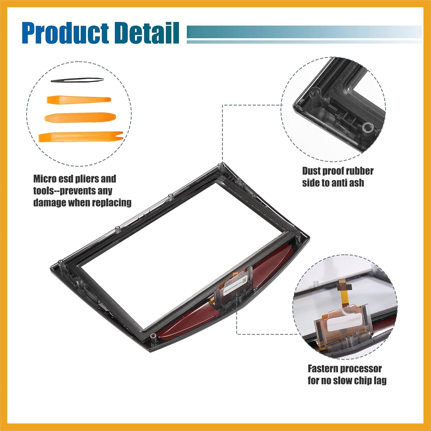 1 Set Touch Screen Display for CUE Infotainment System for Cadillac ATS CTS ELR Escalade SRX XTS 2013-2017 20867046 Gel Free Touch Screen Protector W/Trim Remove Tool Replacement