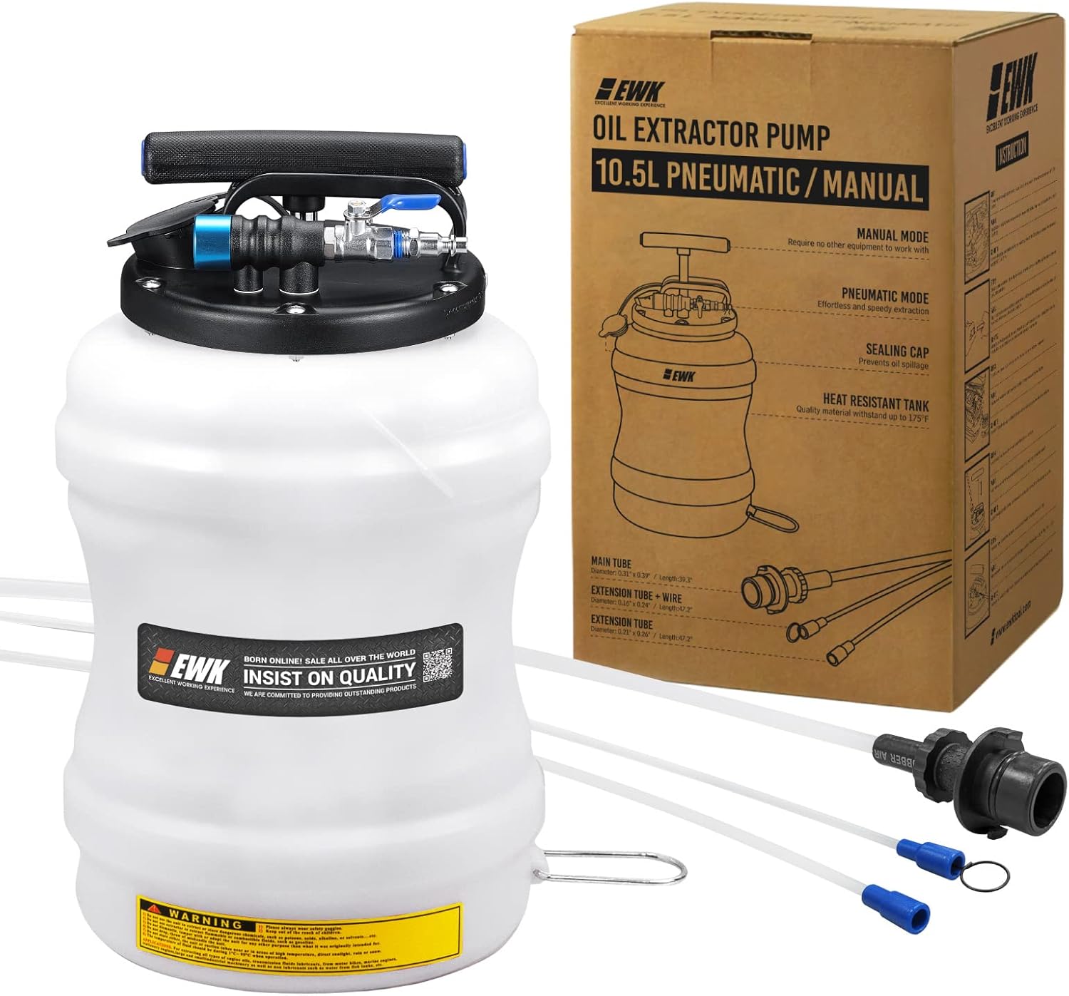 EWK Patented 10.5L Pneumatic/Manual Oil Extractor Pump for