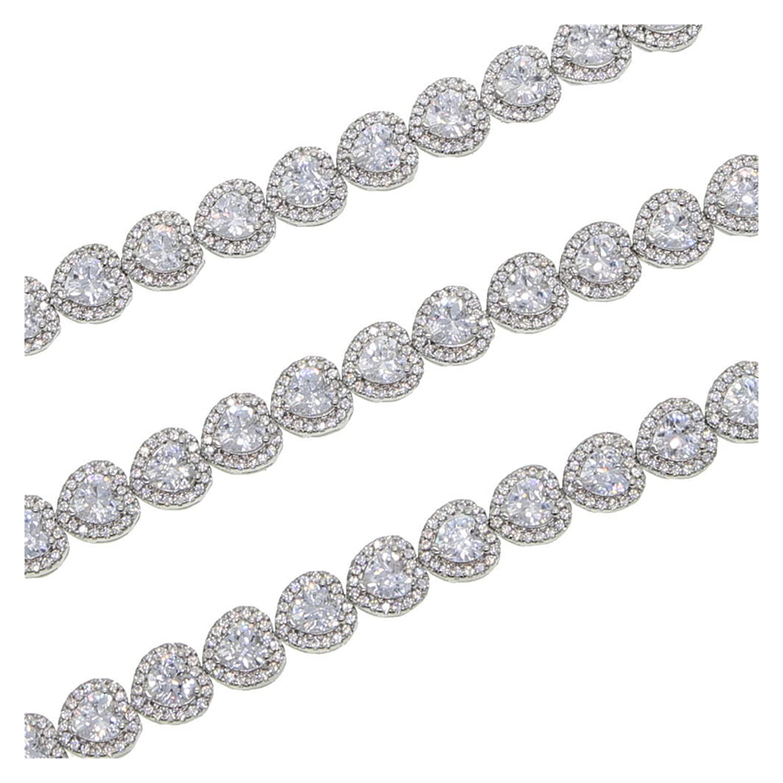 armbänder für Damen, iced-kubikzirkonia-Herz-Tennis-Armband, 8 mm, Farbe, Herz-Charm-kettenarmband, hip-hop-schmuck für Damen, platiniert, 16 cm