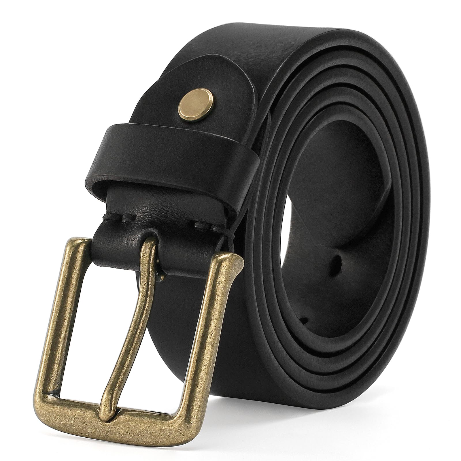 Thicken Full-Grain Genuine Leather Mens Heavy-Duty Work Belt High-Hardness Buckle Gift