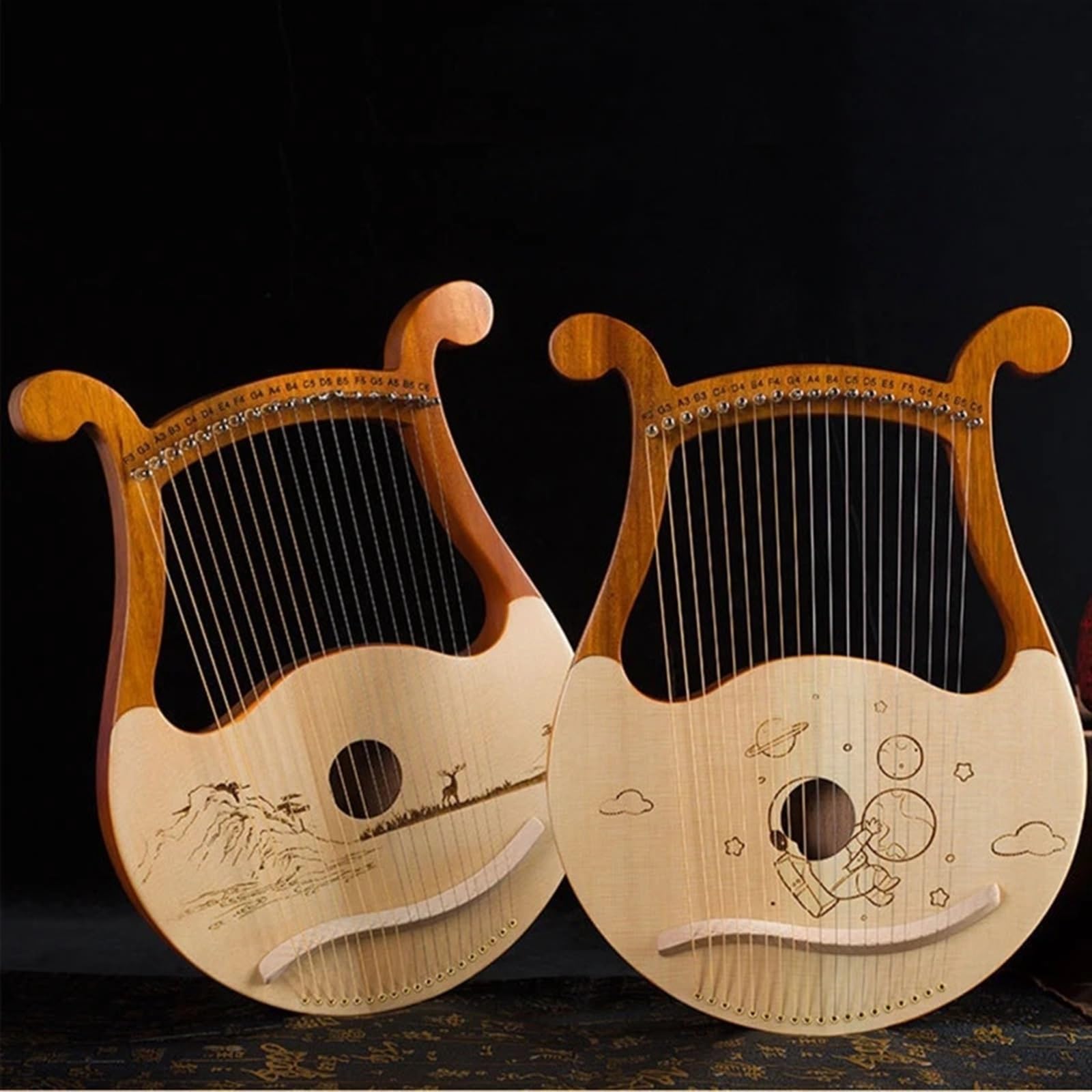 Arpa a Lira Strumento Musicale in Legno Arpa a Lira con Corda for Chiave di accordatura per Adulti(Deer)